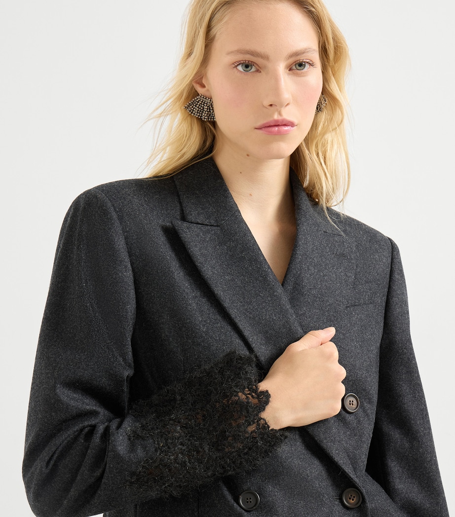 Lace-Detail Double-Breasted Blazer C006 Image 6