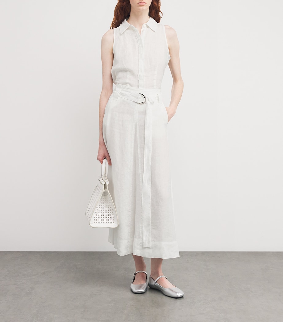 Linen Belted Midi Skirt OPTICAL WHITE Image 2