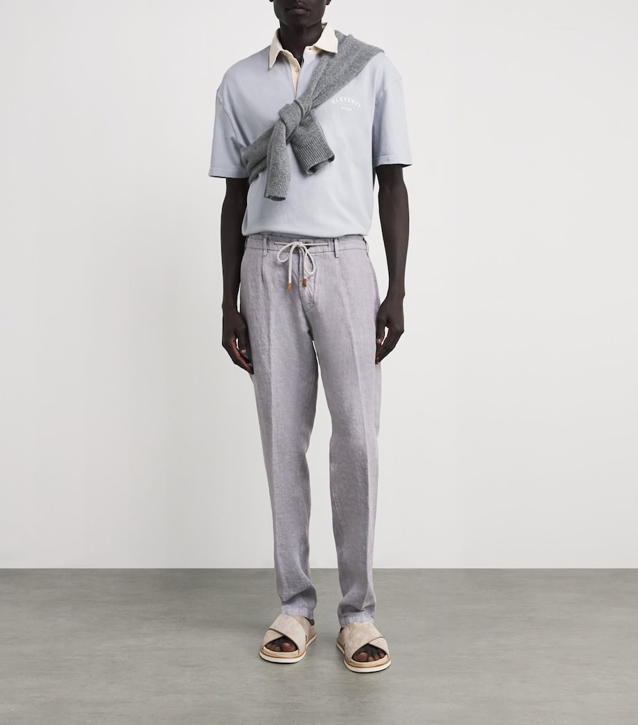 Linen Drawstring-Detail Trousers ZUCCHERO Image 2