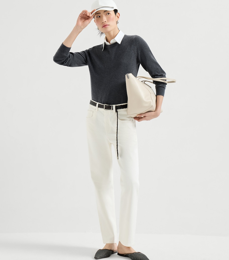 Brunello Cucinelli Womens Cashmere Monili-Trim Sweater Image 2