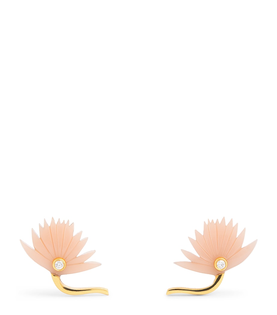 Yellow Gold, Diamond and Coral Psychedeliah Stud Earrings YELLOW GOLD Image 1