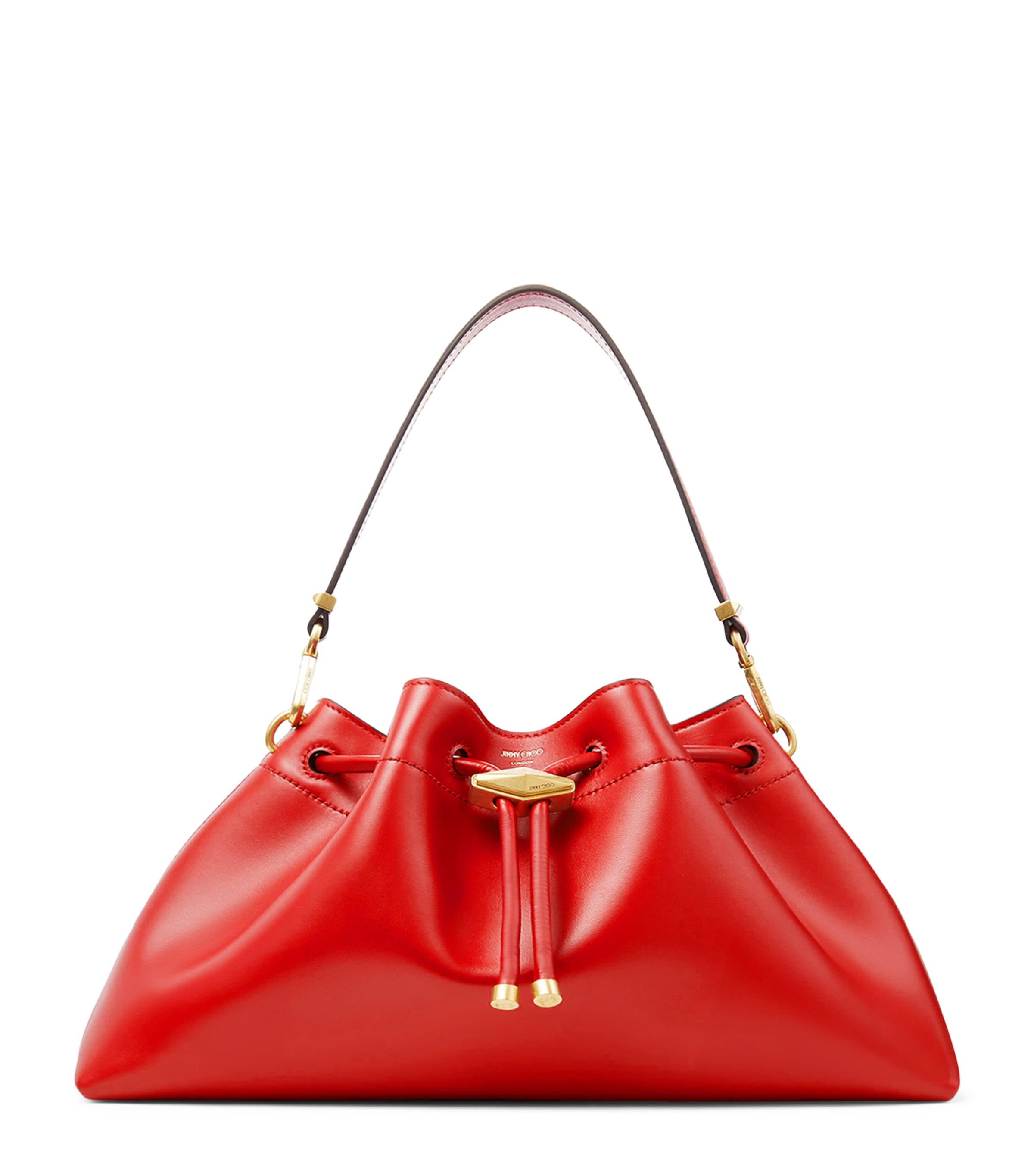 Jimmy Choo Womens Ruby Red/gold Cinch M Leather Shoulder Bag In Red
