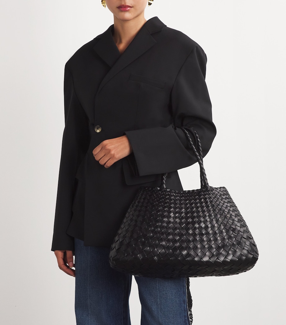 Large Leather Santa Croce Tote Bag BLACK Image 2