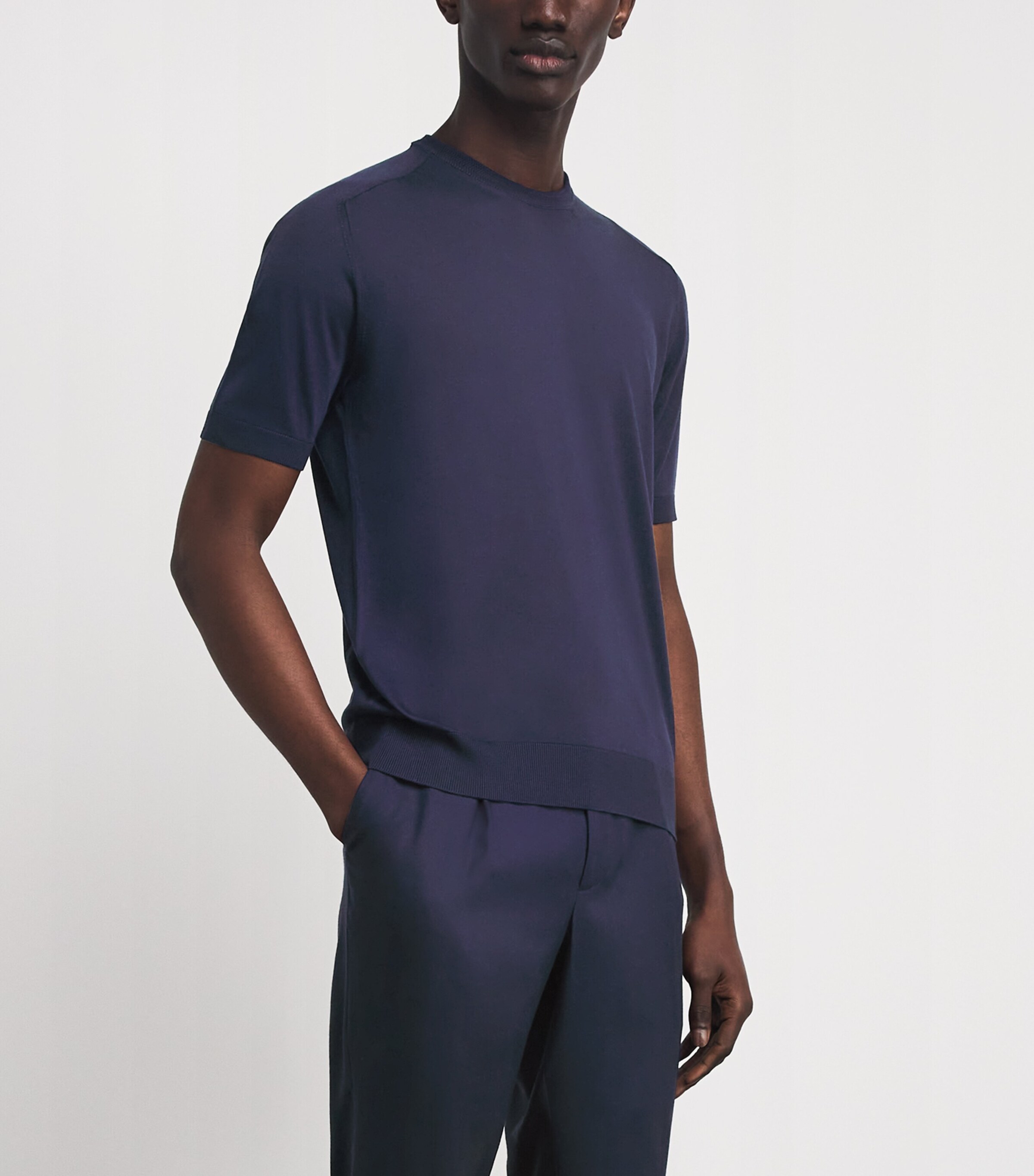 Colombo Mens Silk Crew-Neck Sweater Dark Blu Image 4