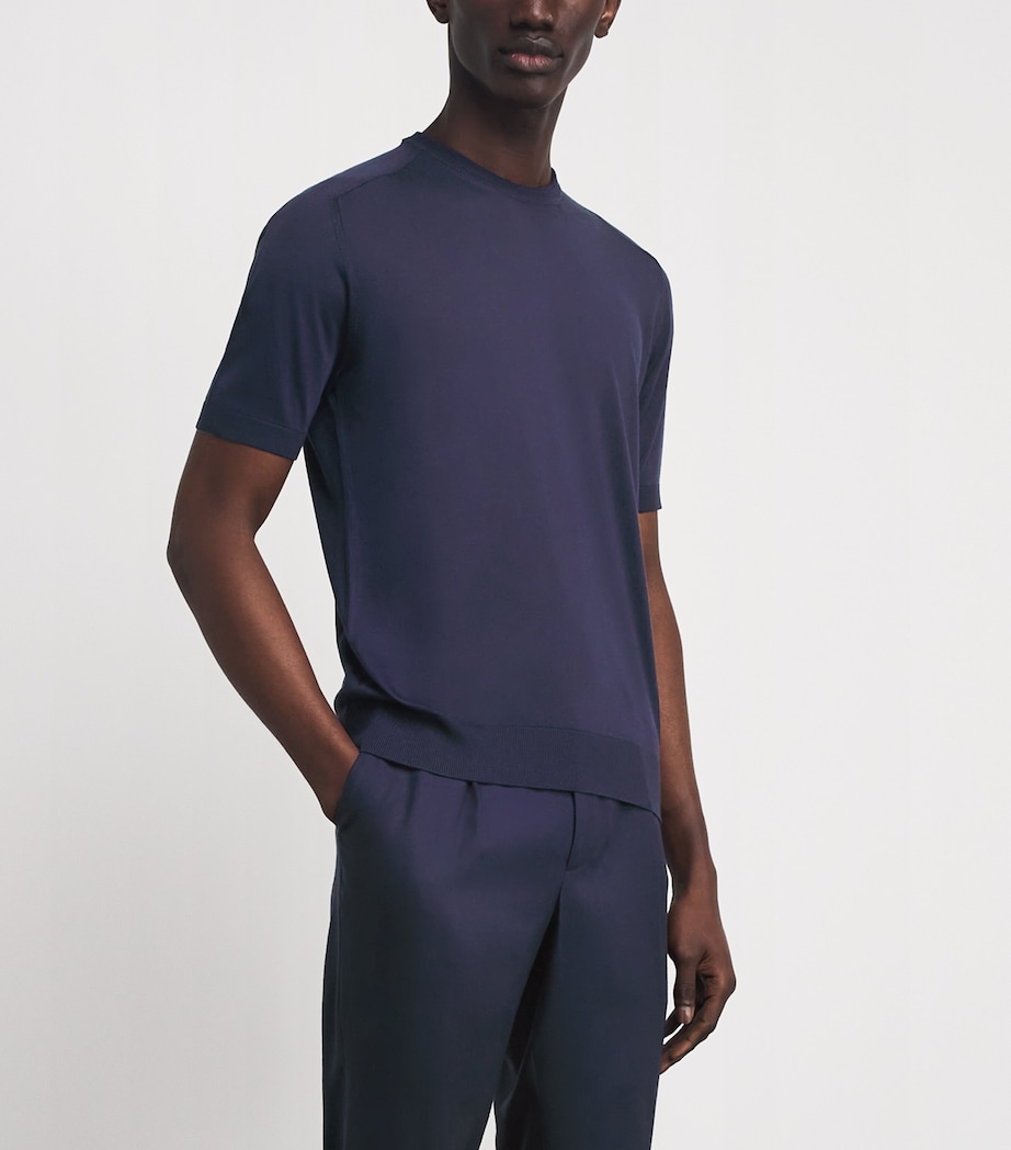 Colombo Mens Silk Crew-Neck Sweater Dark Blu Image 4