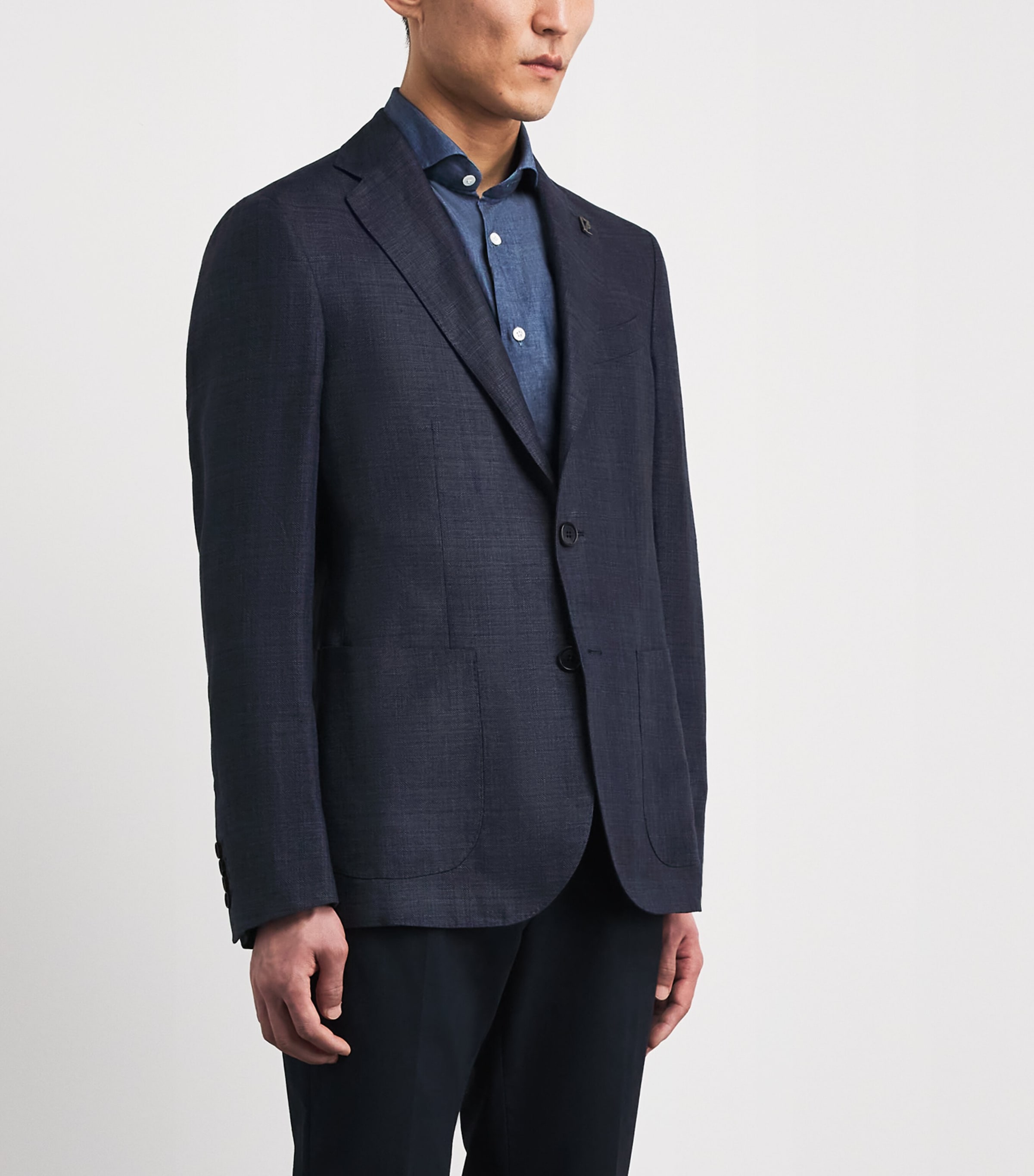 Pal Zileri Mens Linen-Wool Brera Blazer Blue Navy Image 4