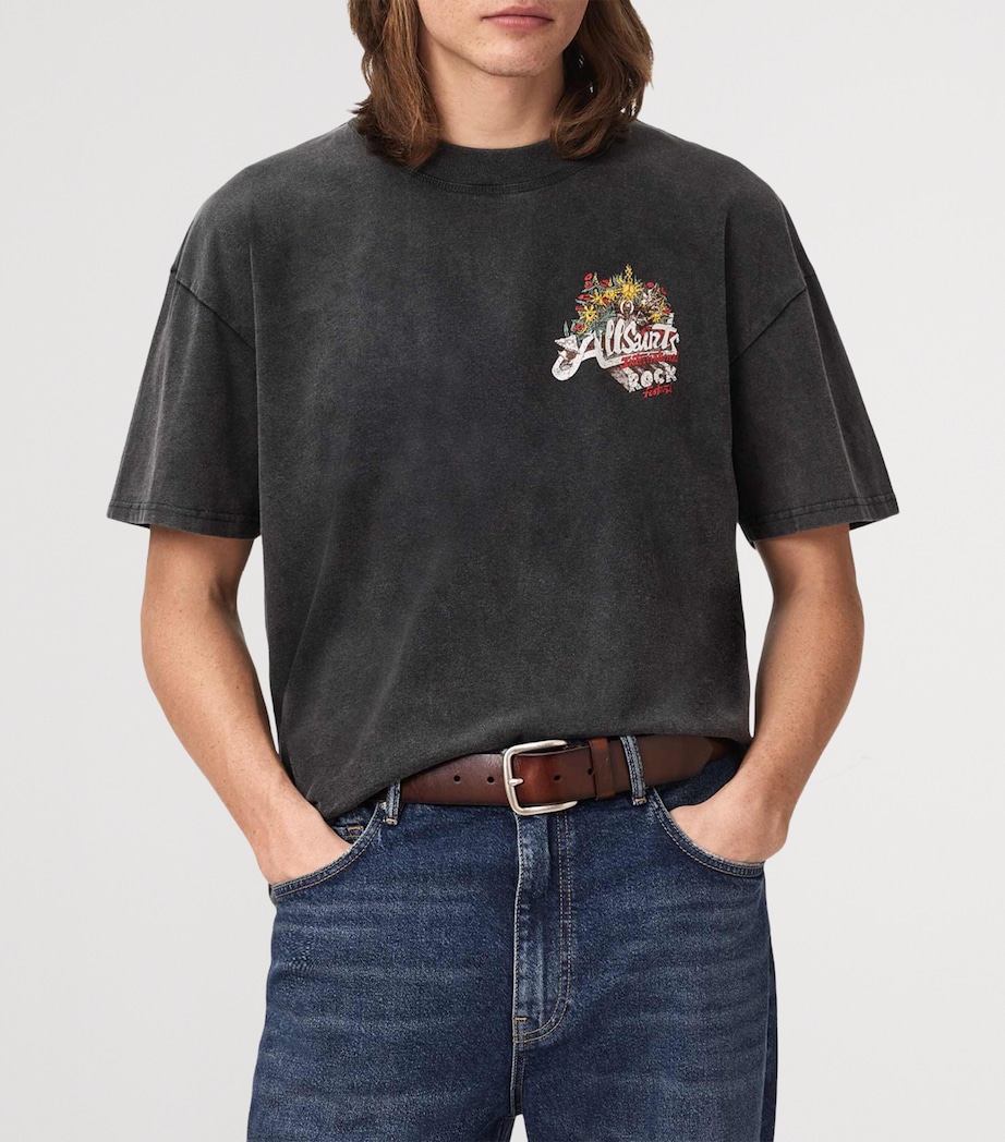 AllSaints Mens Organic Cotton Roque T-Shirt Washed Black Image 3
