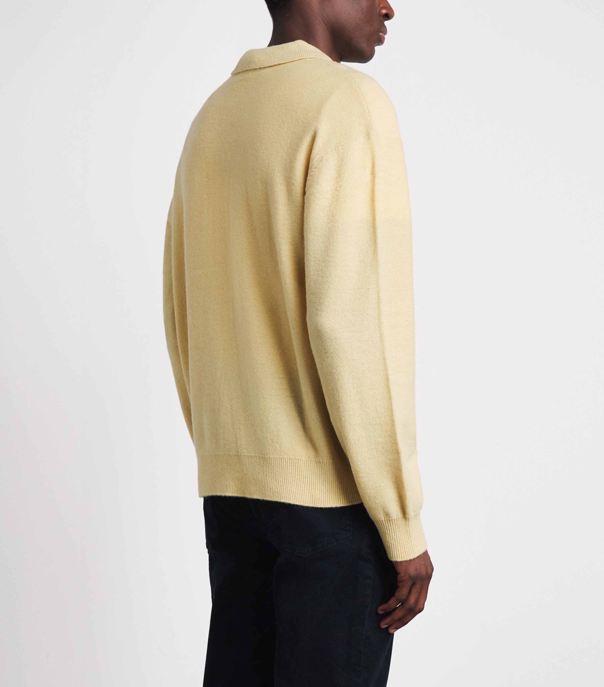FRAME Mens Boiled-Wool Polo Sweater Oldy Old Yellow Image 5