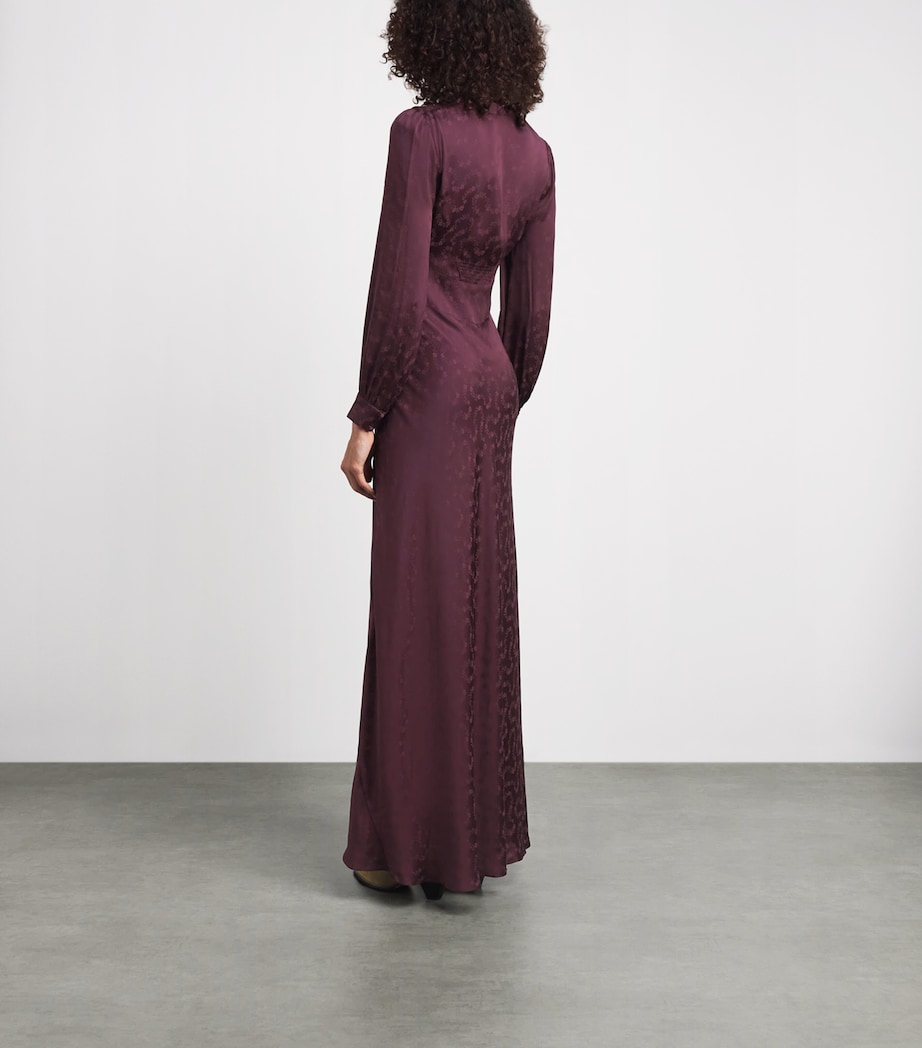 Rixo Womens Jacquard Emory Maxi Dress Wine Image 4