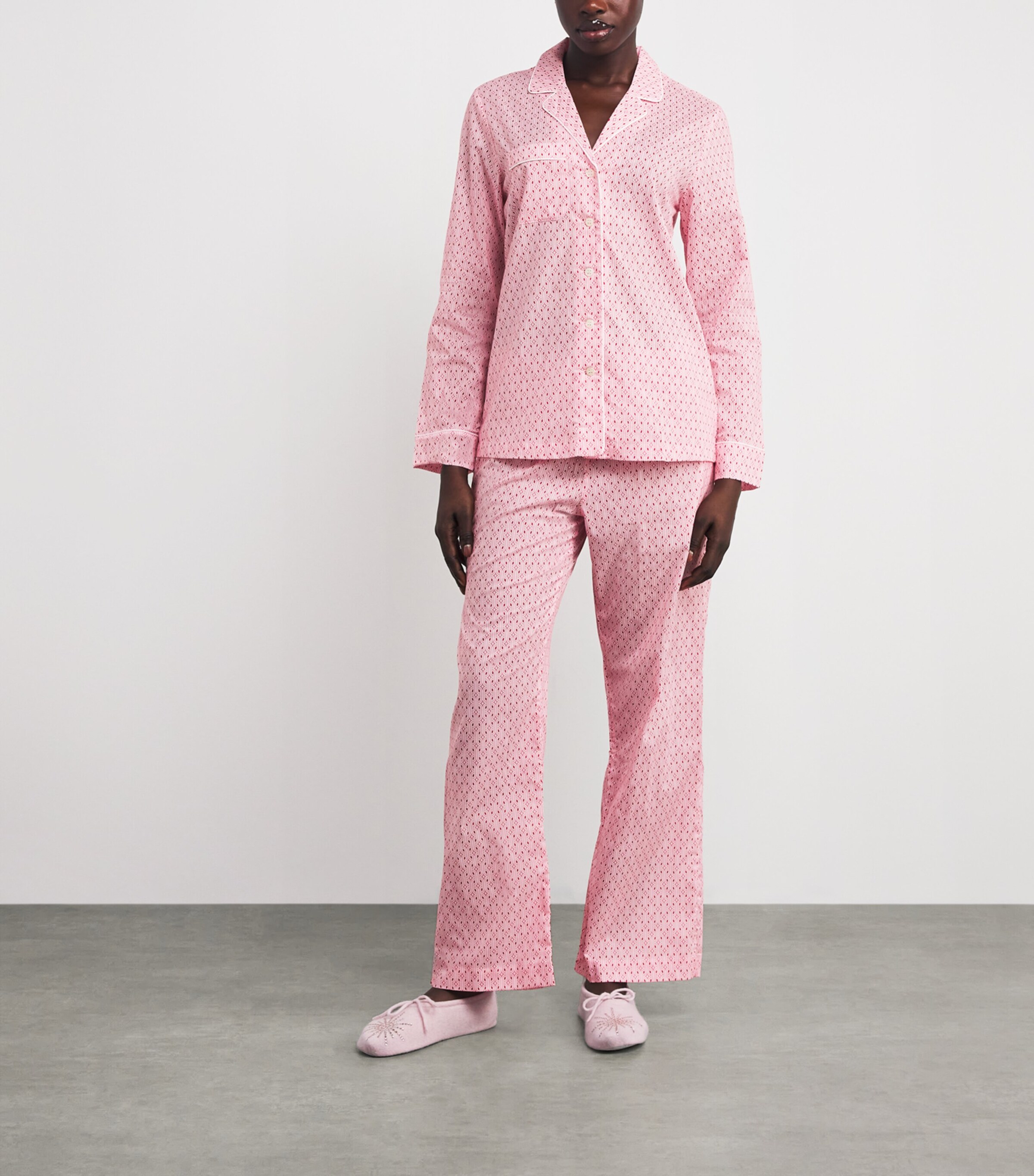 Derek Rose Womens Cotton Geometric Print Nelson Pyjama Set Pink Image 2