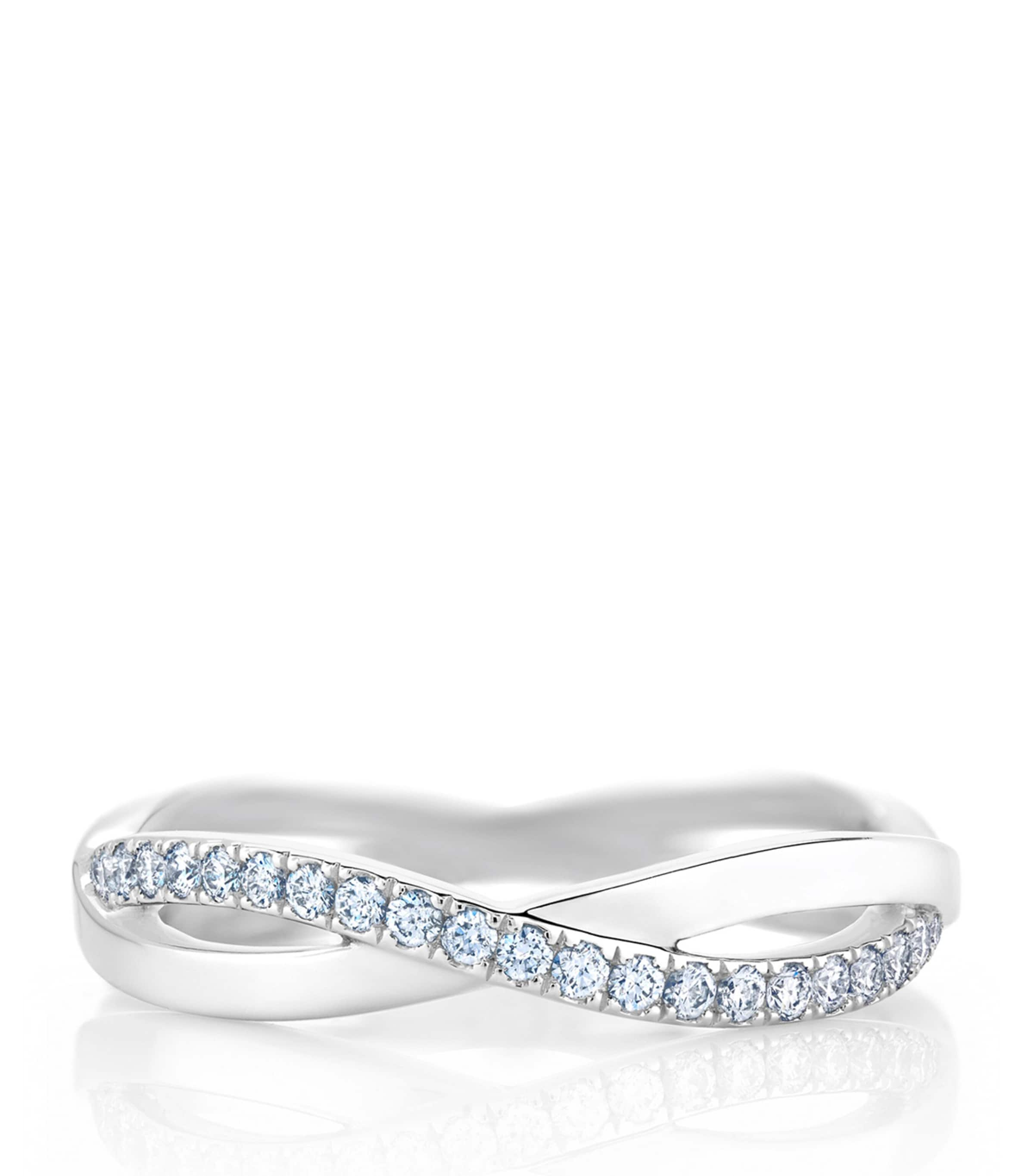 De Beers White Gold And Half Pavé Diamond Infinity Band In Silver