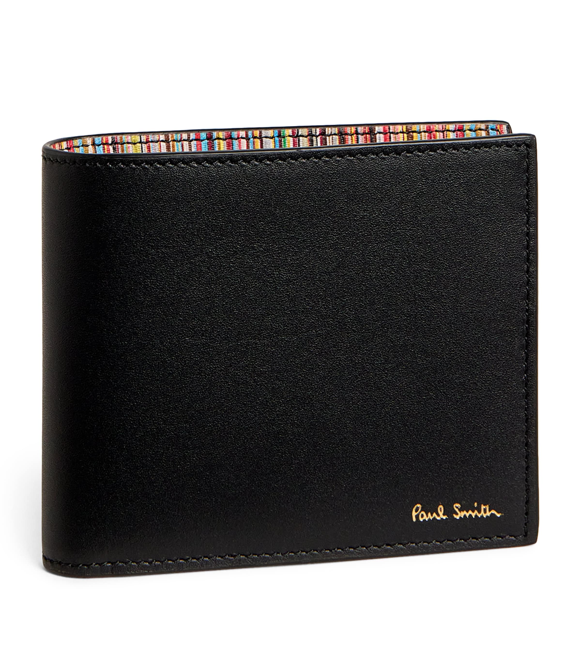 Leather Signature Stripe Bifold Wallet BLACK Image 1