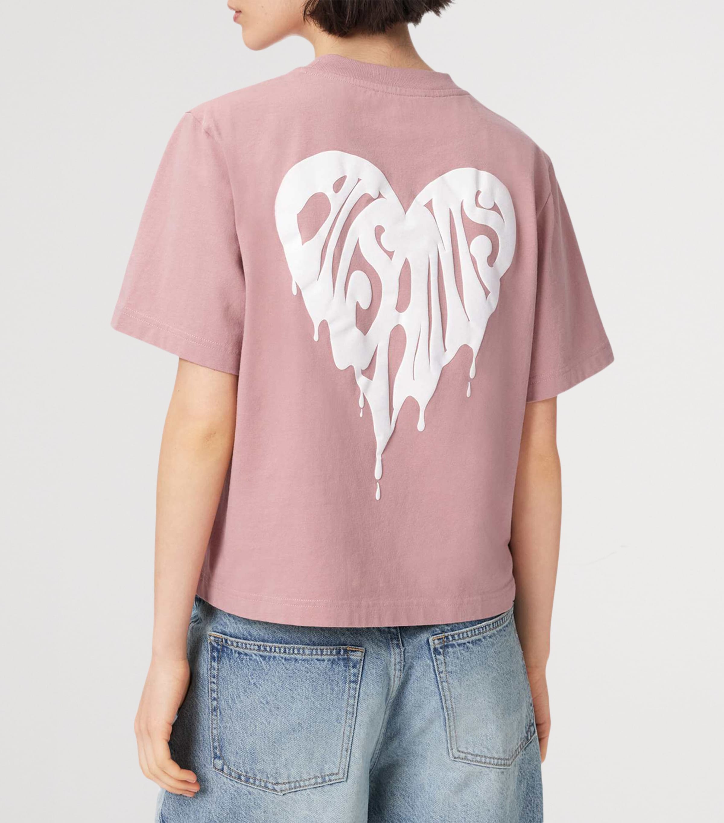AllSaints Womens Organic Cotton Lisa Trip T-Shirt Woodrose Pink Image 4