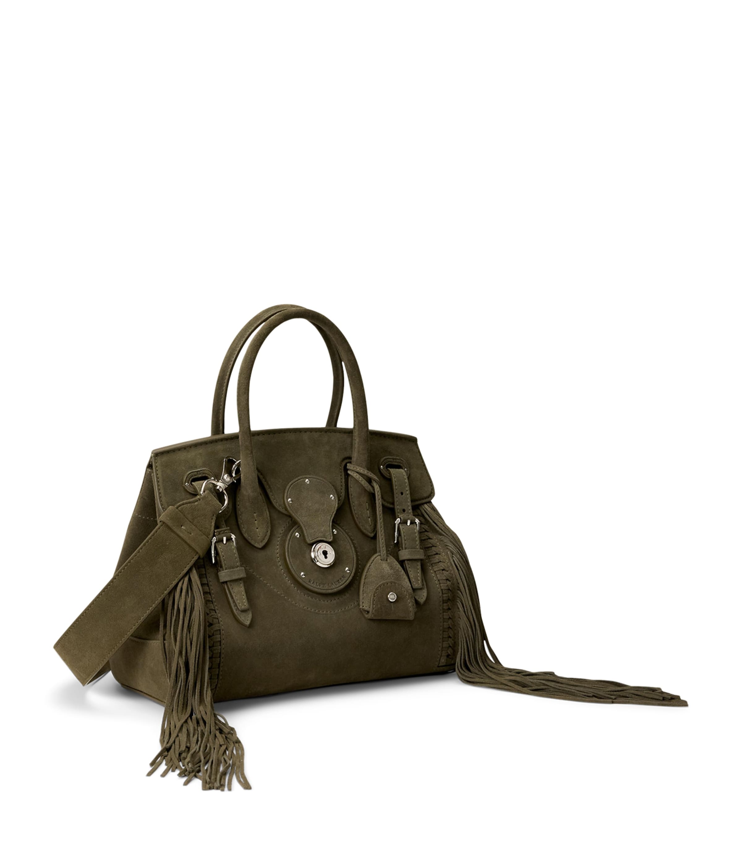 Ralph Lauren Collection Suede Fringe Ricky 27 Top-Handle Bag Cypress Image 1
