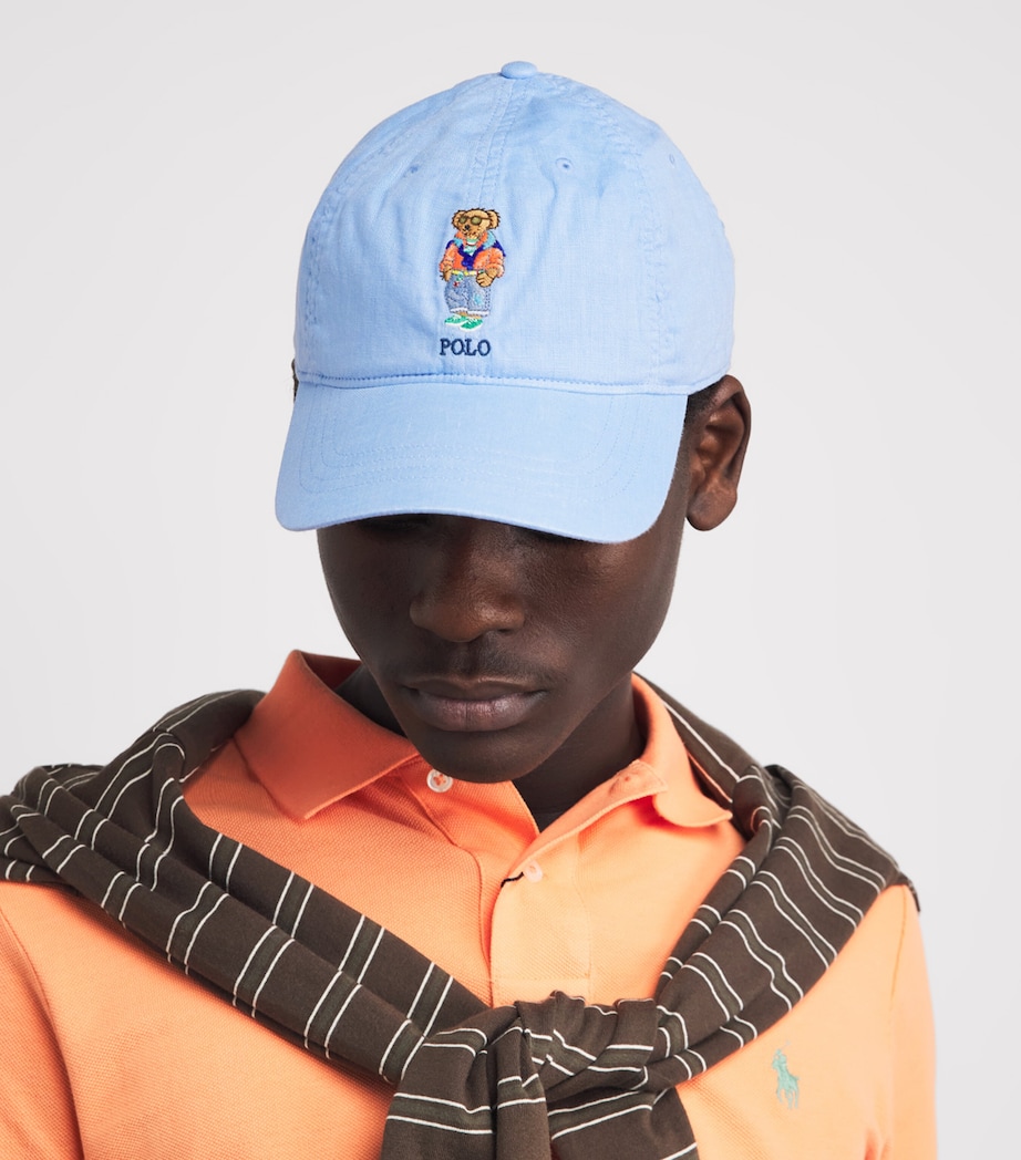 Polo Ralph Lauren Linen Harbour Polo Bear Cap Austin Blue Image 2