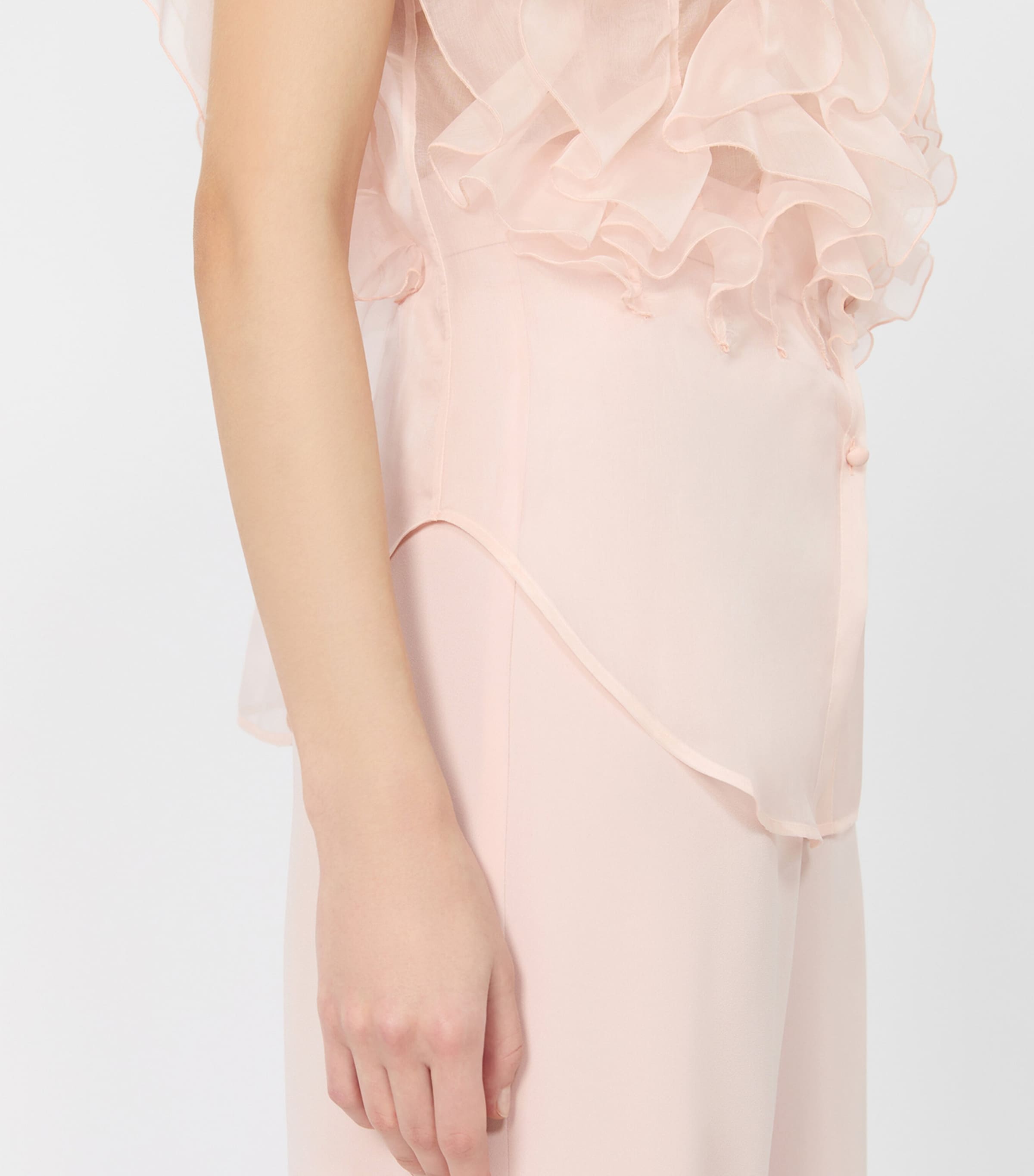 Max Mara Womens Silk Ruffled Blouse Powder Image 5