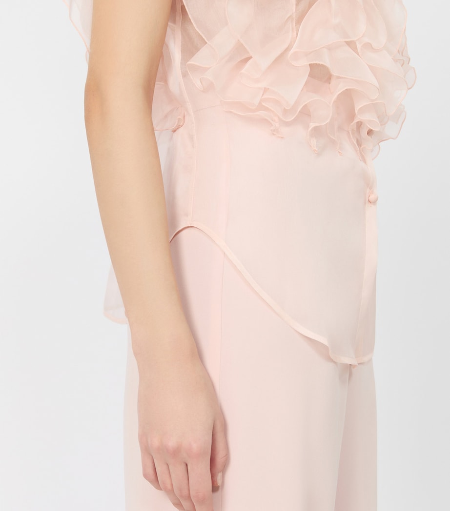 Max Mara Womens Silk Ruffled Blouse Powder Image 5