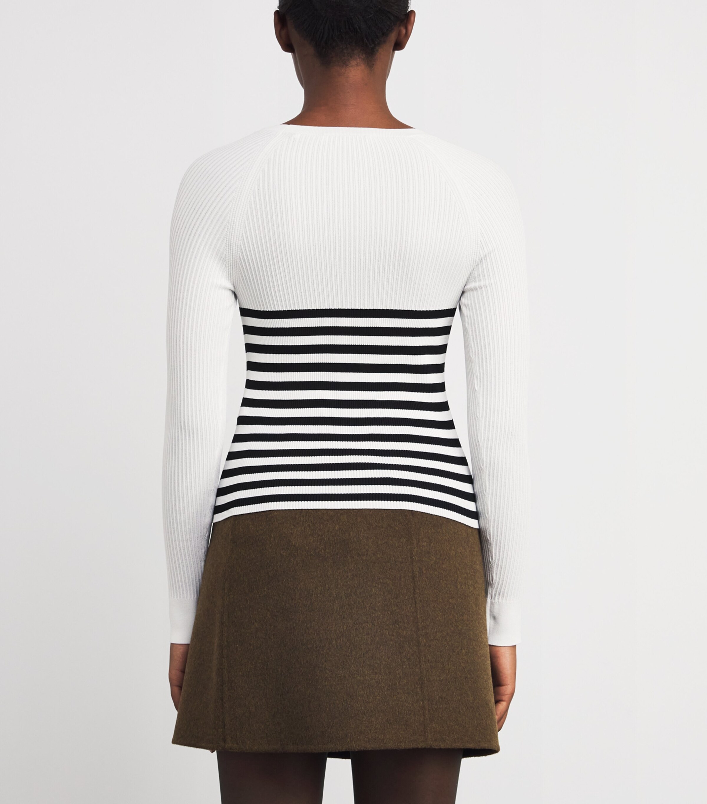 Rib-Knit Stripe Sweater WHITE Image 4