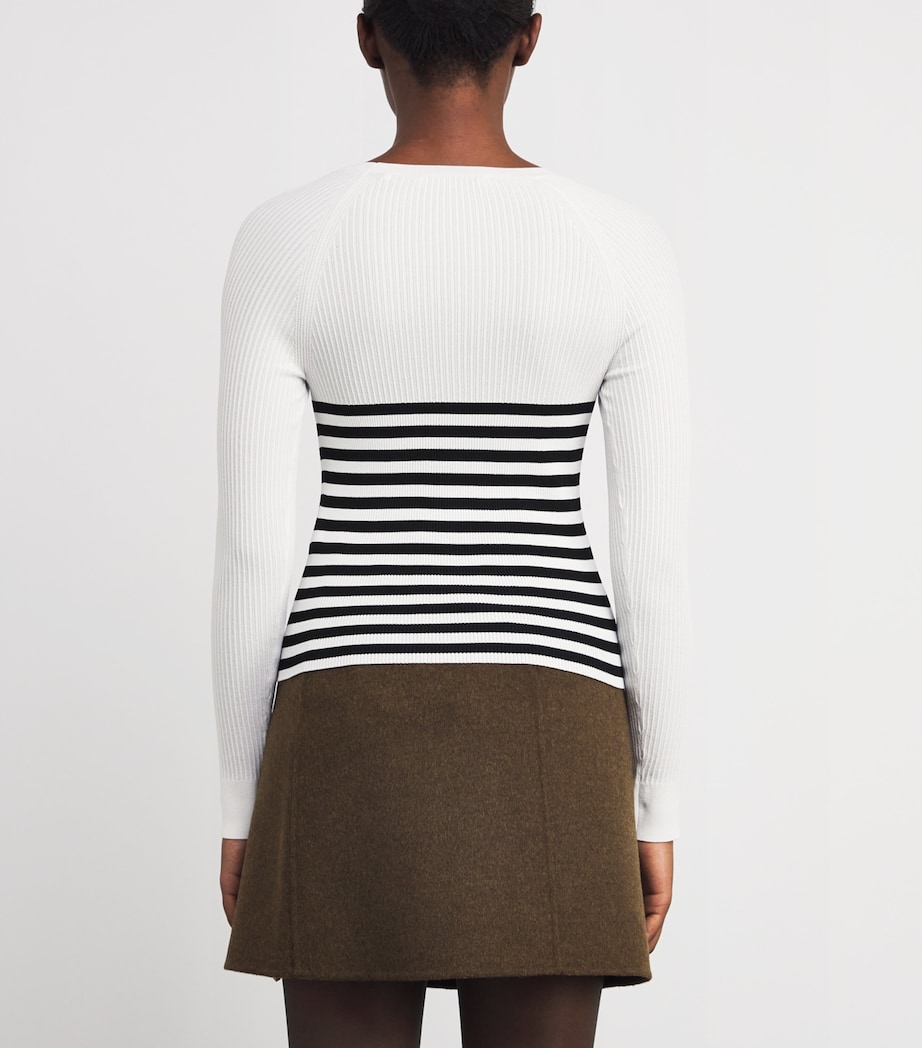 Rib-Knit Stripe Sweater WHITE Image 4