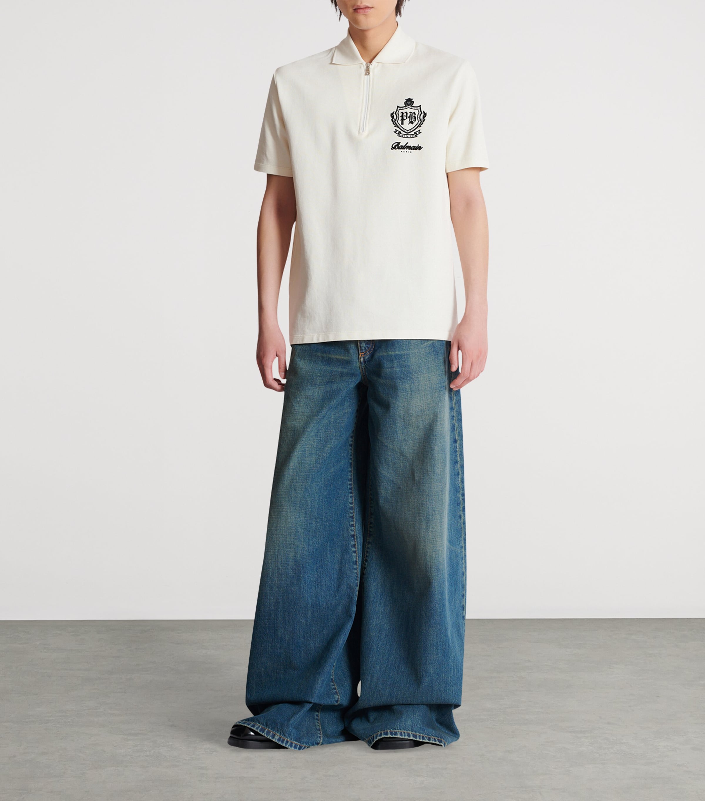 Cotton College Emblem Polo Shirt GAB BLANC/NOIR Image 6