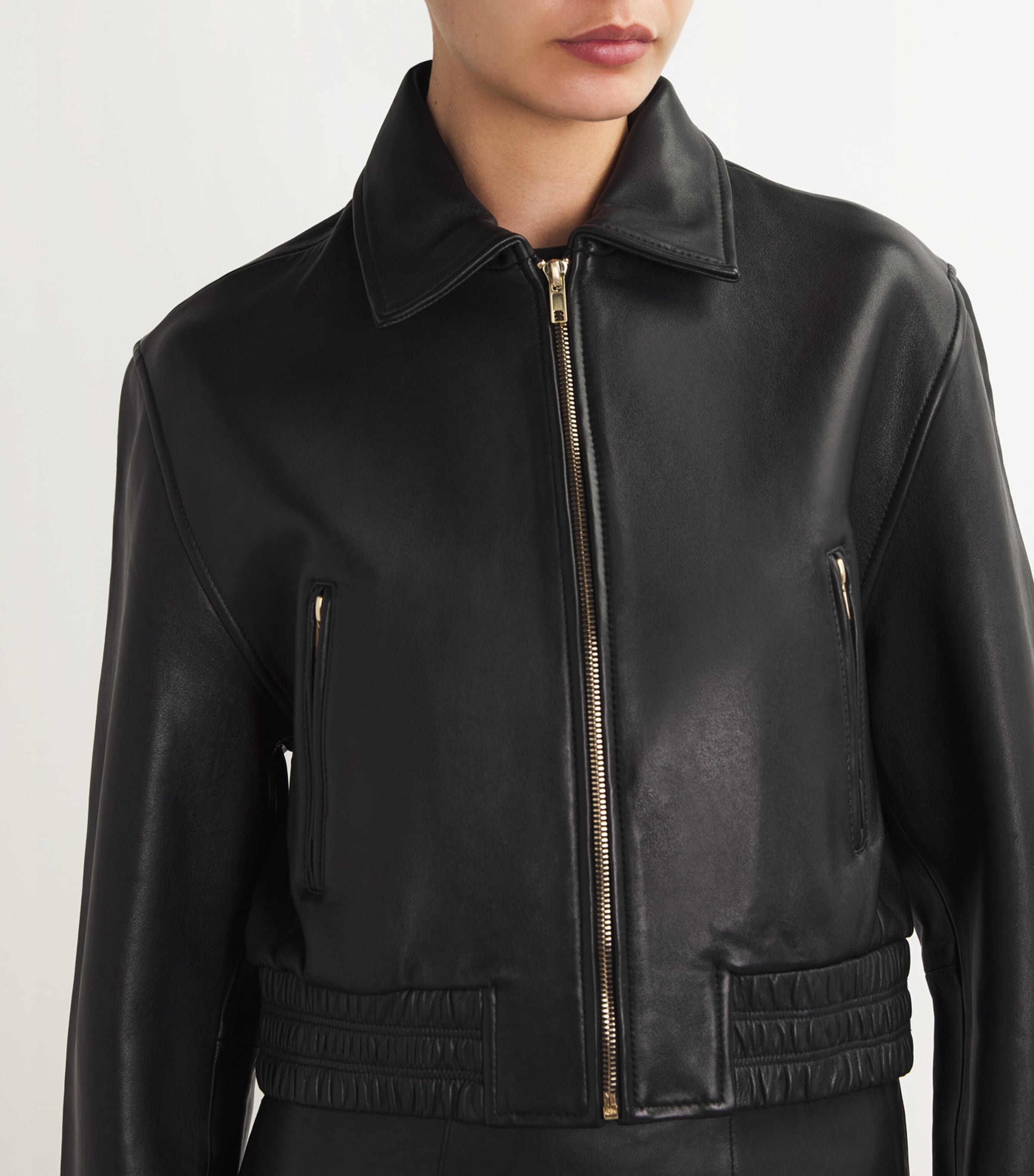 Leather Biker Jacket BLACK Image 6