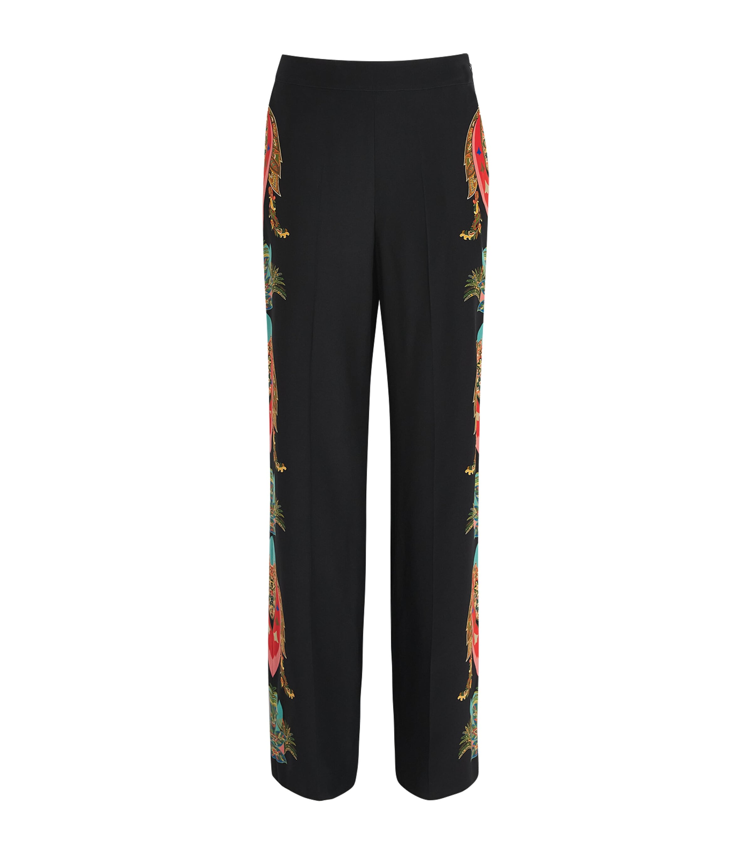 Etro Womens Silk Paisley Skinny Trousers Black Image 1