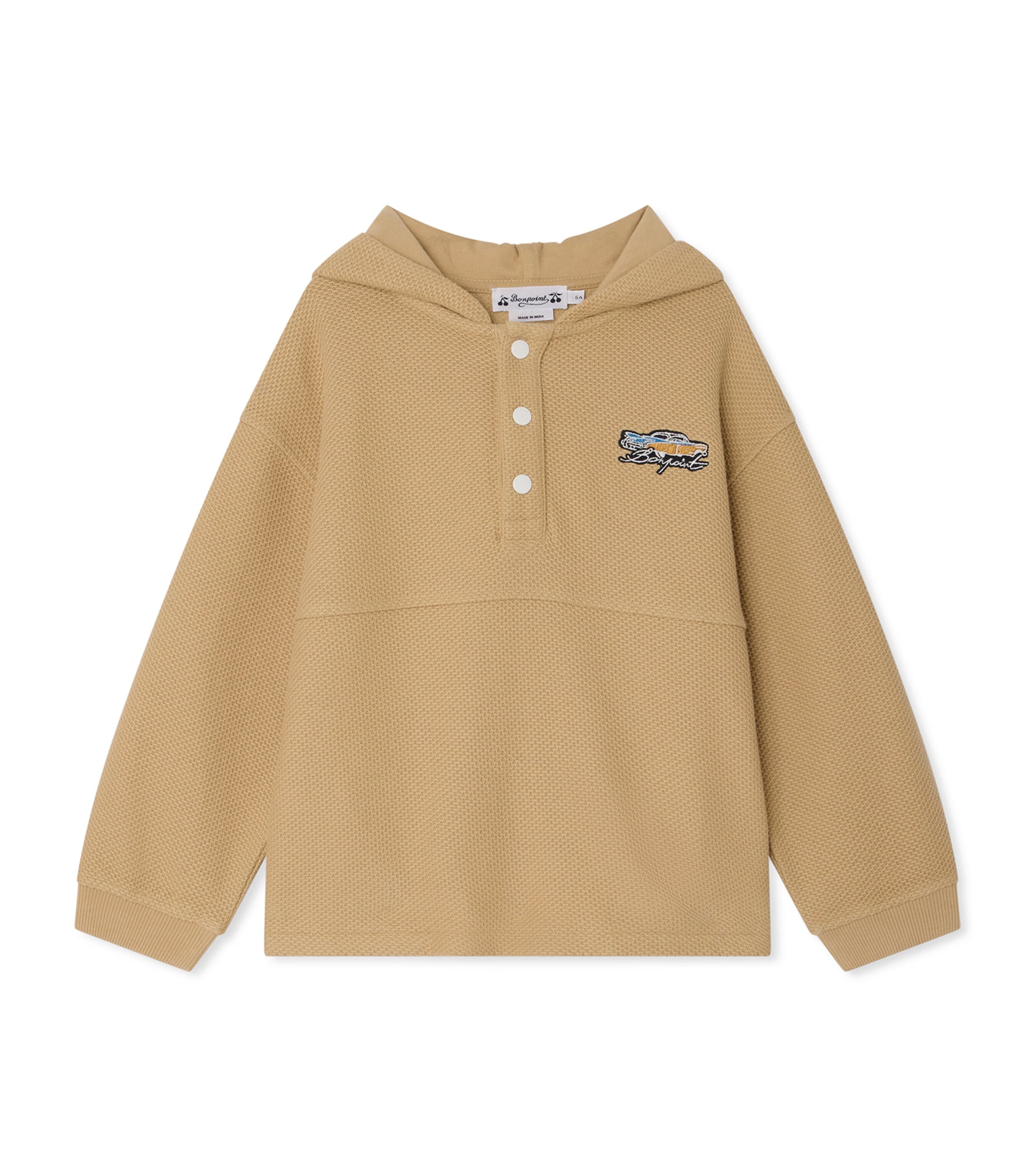 Bonpoint Waffle Edan Hoodie (10-14 Years) Upb Beige Image 1