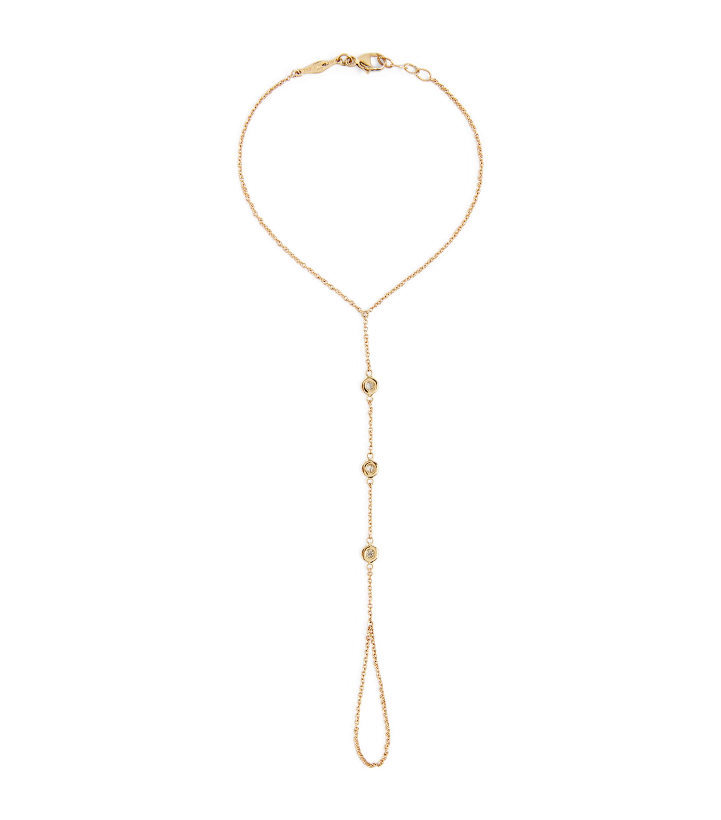 Jacquie Aiche Yellow Gold and Diamond Spaced Out Finger Bracelet | Fine Jewellery | Fine Bracelets | Chain Bracelets | Designers | Jacquie Aiche