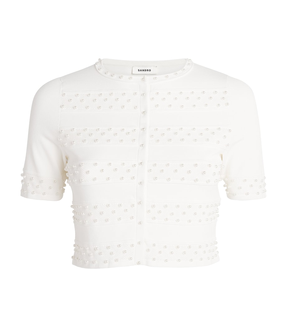 Cropped Beaded Cardigan ECRU Image 1