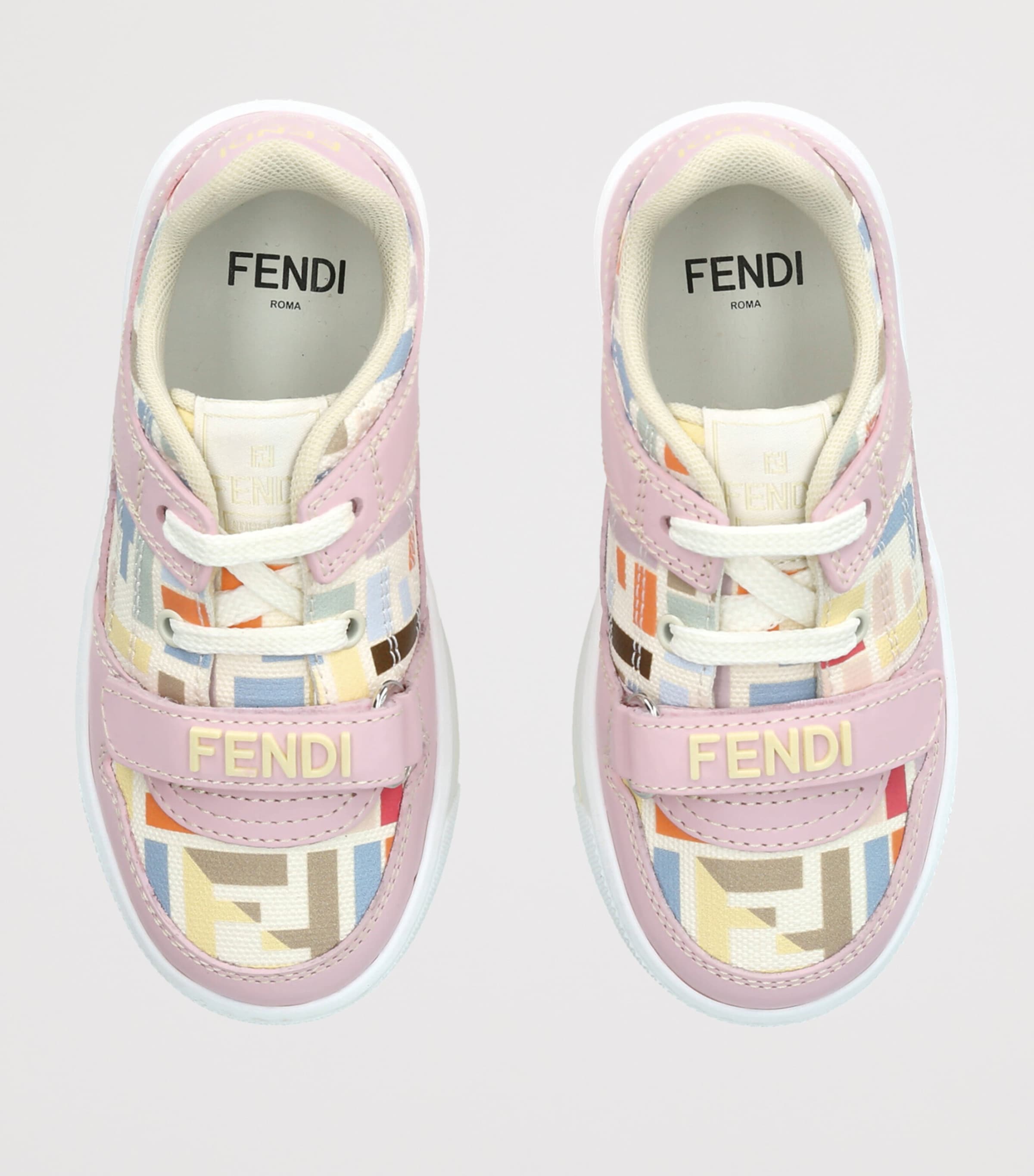 Fendi Kids Logo-Panelled Baby Sneakers Pink Comb Image 3