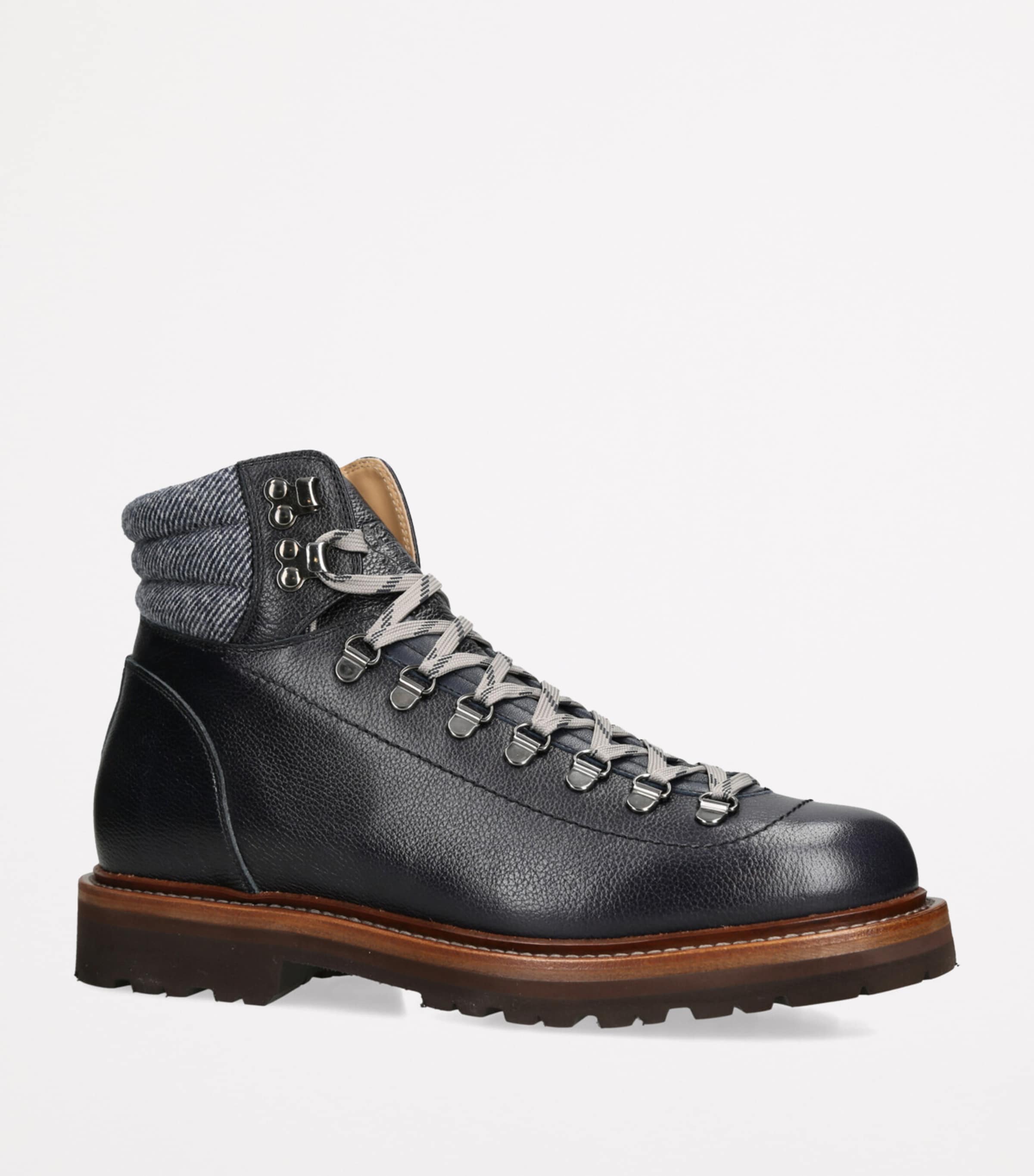 Leather Wool-Trim Mountain Boots NAVY Image 3