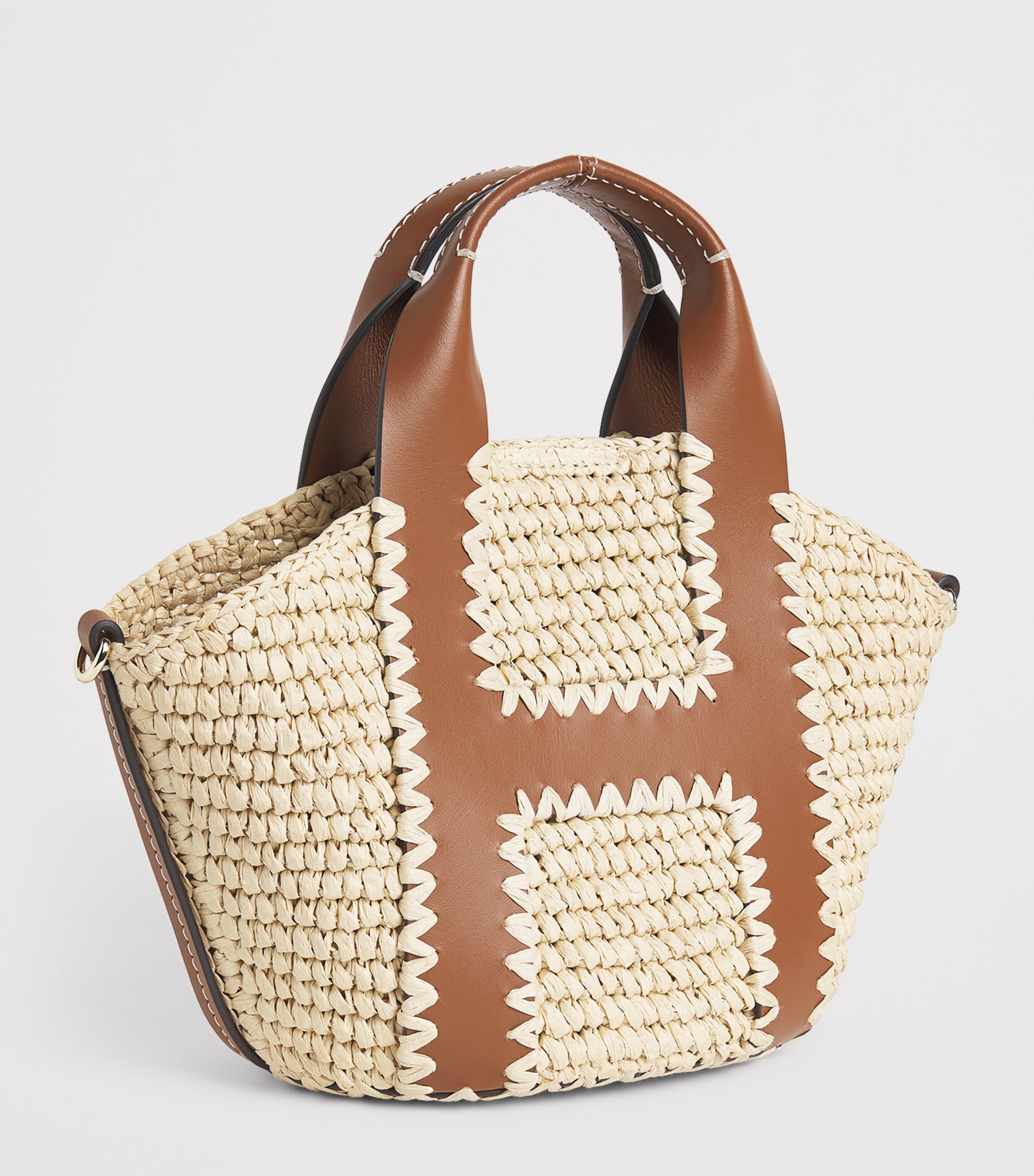 Harrods Small Raffia Tote Bag Neutral Image 3