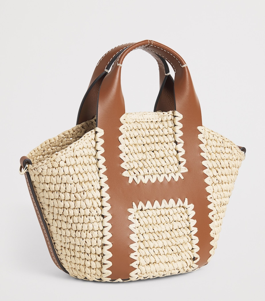 Harrods Small Raffia Tote Bag Neutral Image 3