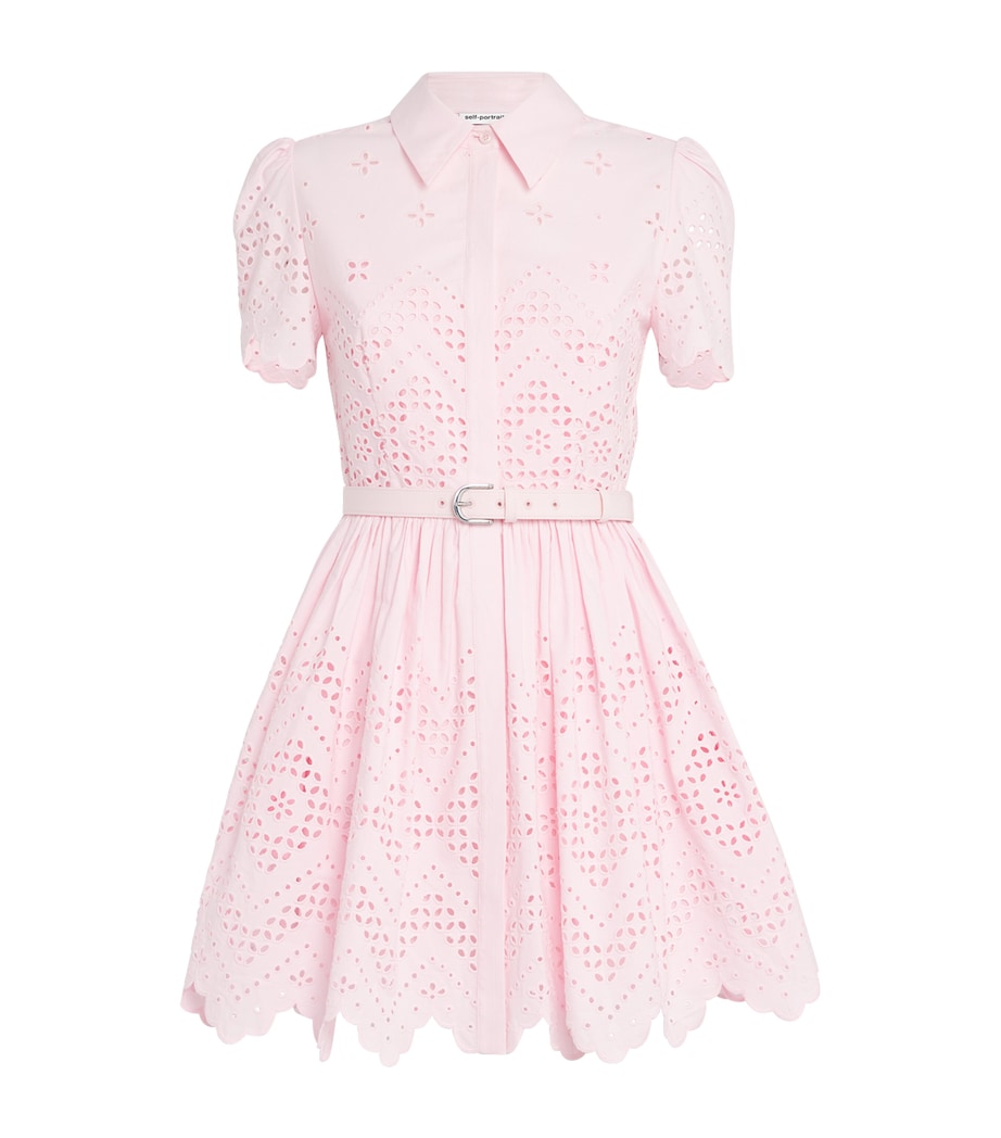 Broderie Anglaise Belted Mini Dress PINK Image 1