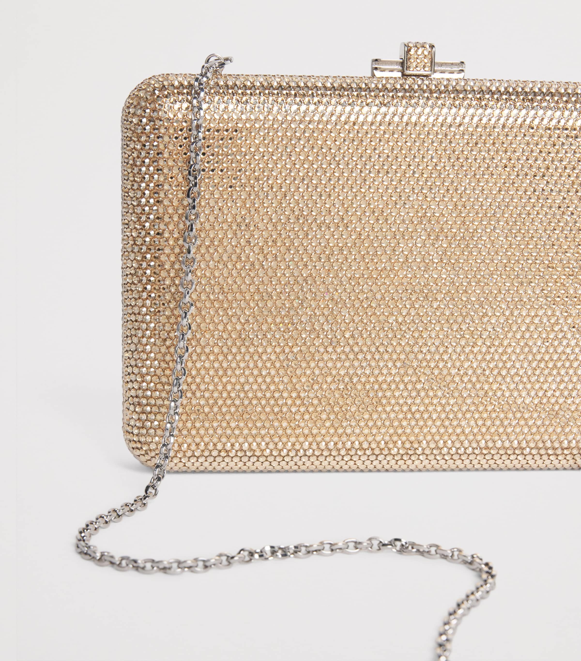 Judith Leiber Crystal-Embellished Slim Slide Clutch Bag Prosecco Image 6