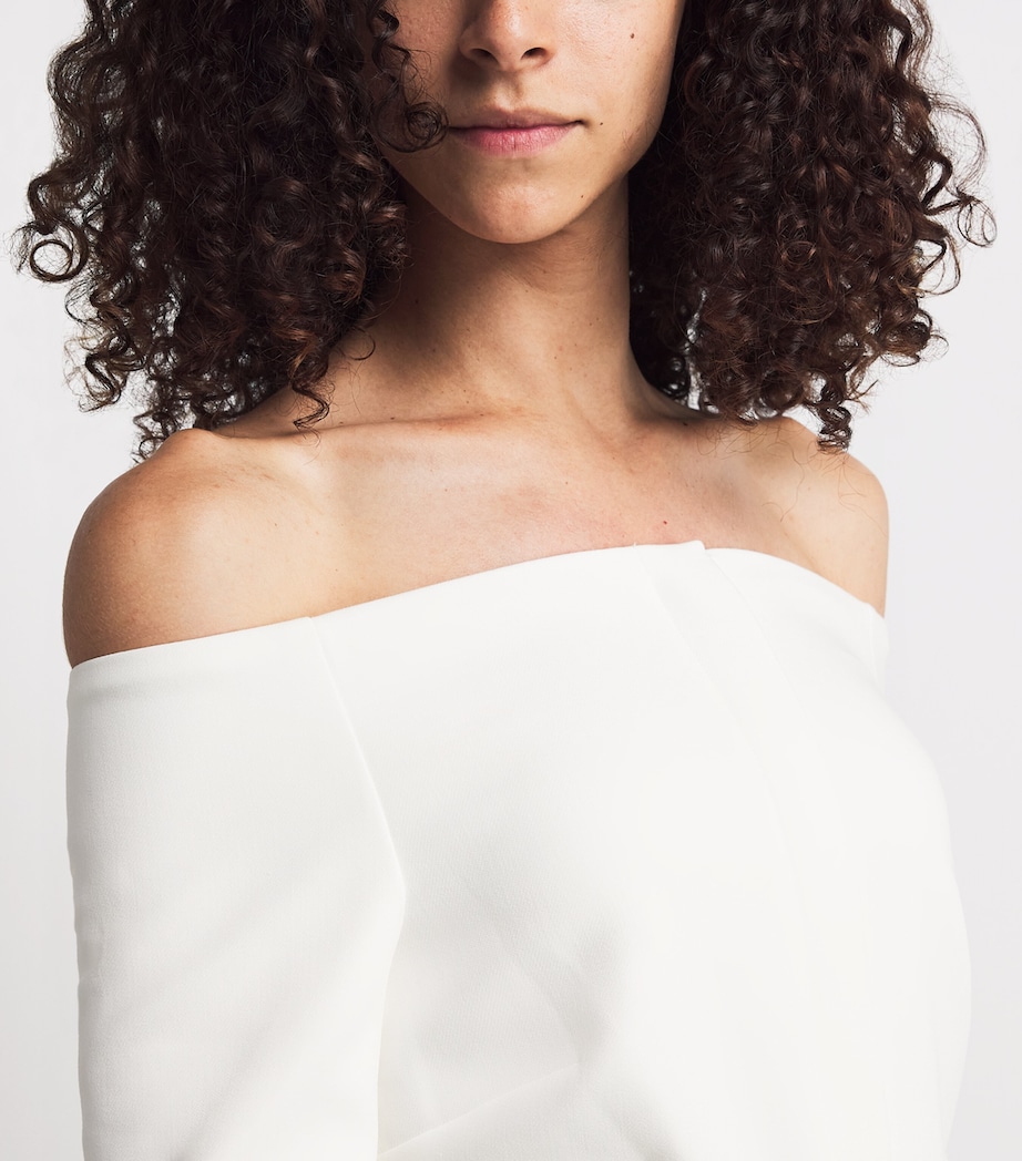 Roland Mouret Womens Off-The-Shoulder Draped Jacket Cream Image 5