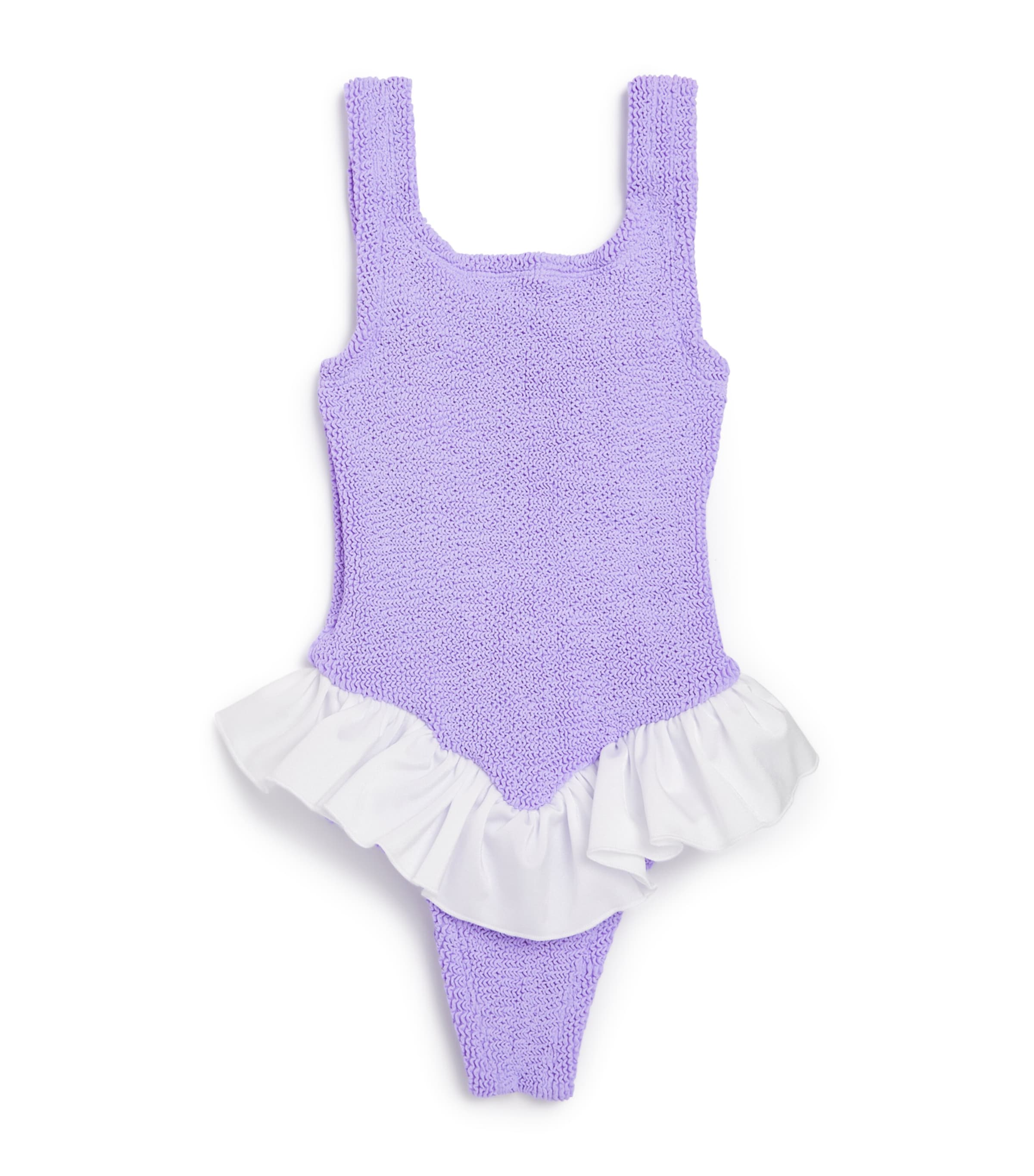 Hunza G Denise Ruffle-trimmed Swimsuit In Purple
