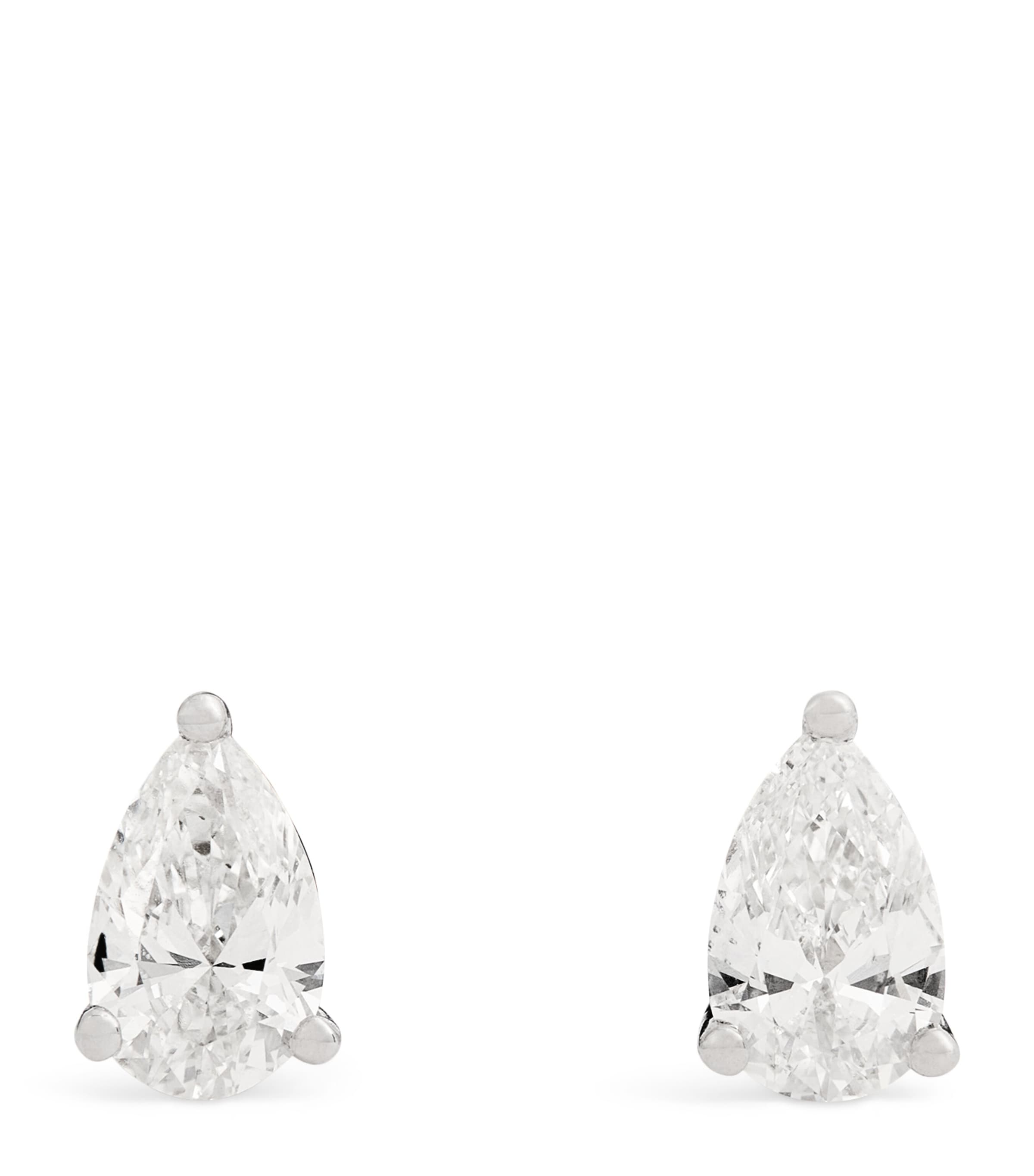 Harrods White Gold And Diamond Pear Stud Earrings In White