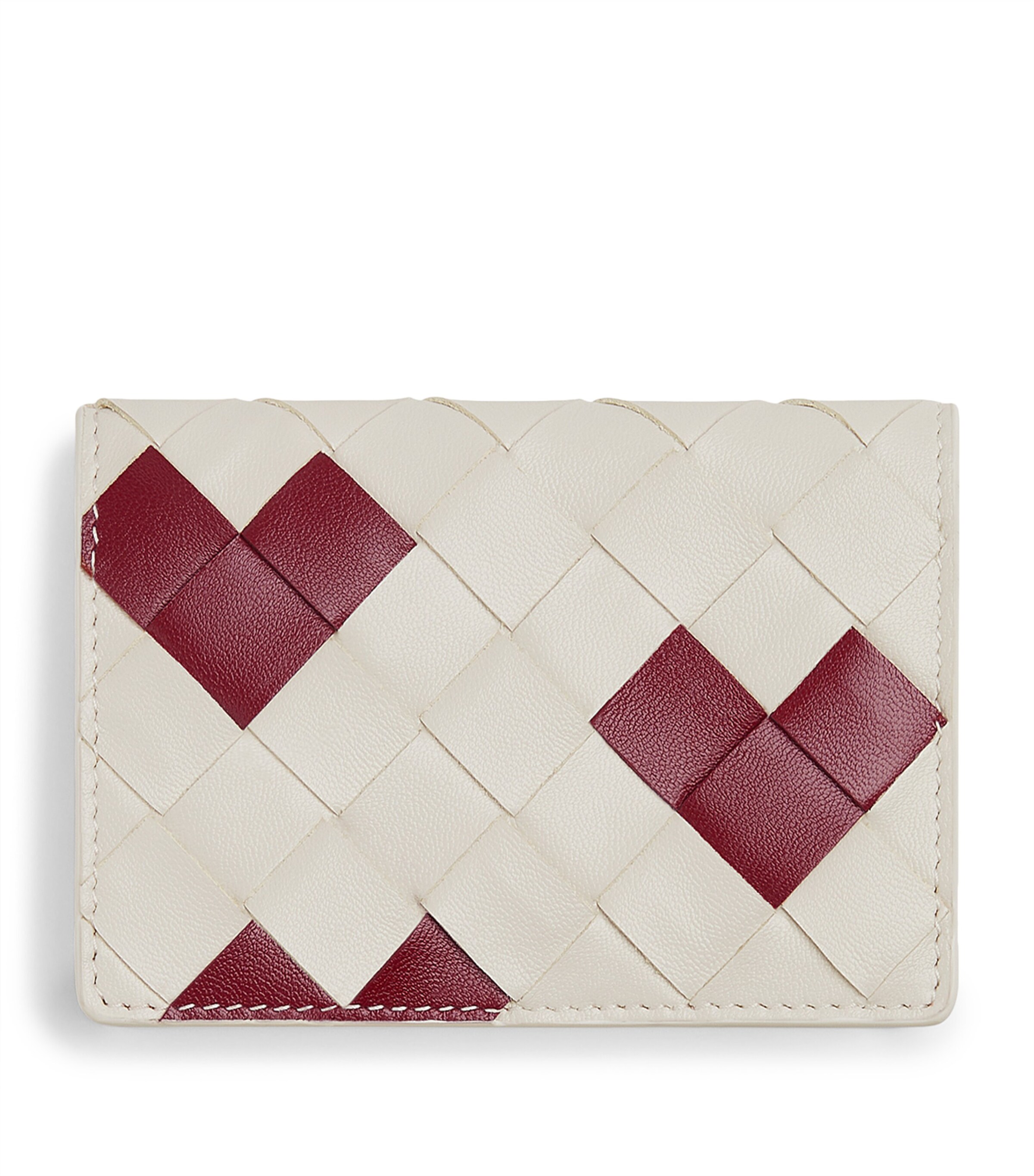 Bottega Veneta White Leather Intrecciato Business Card Holder