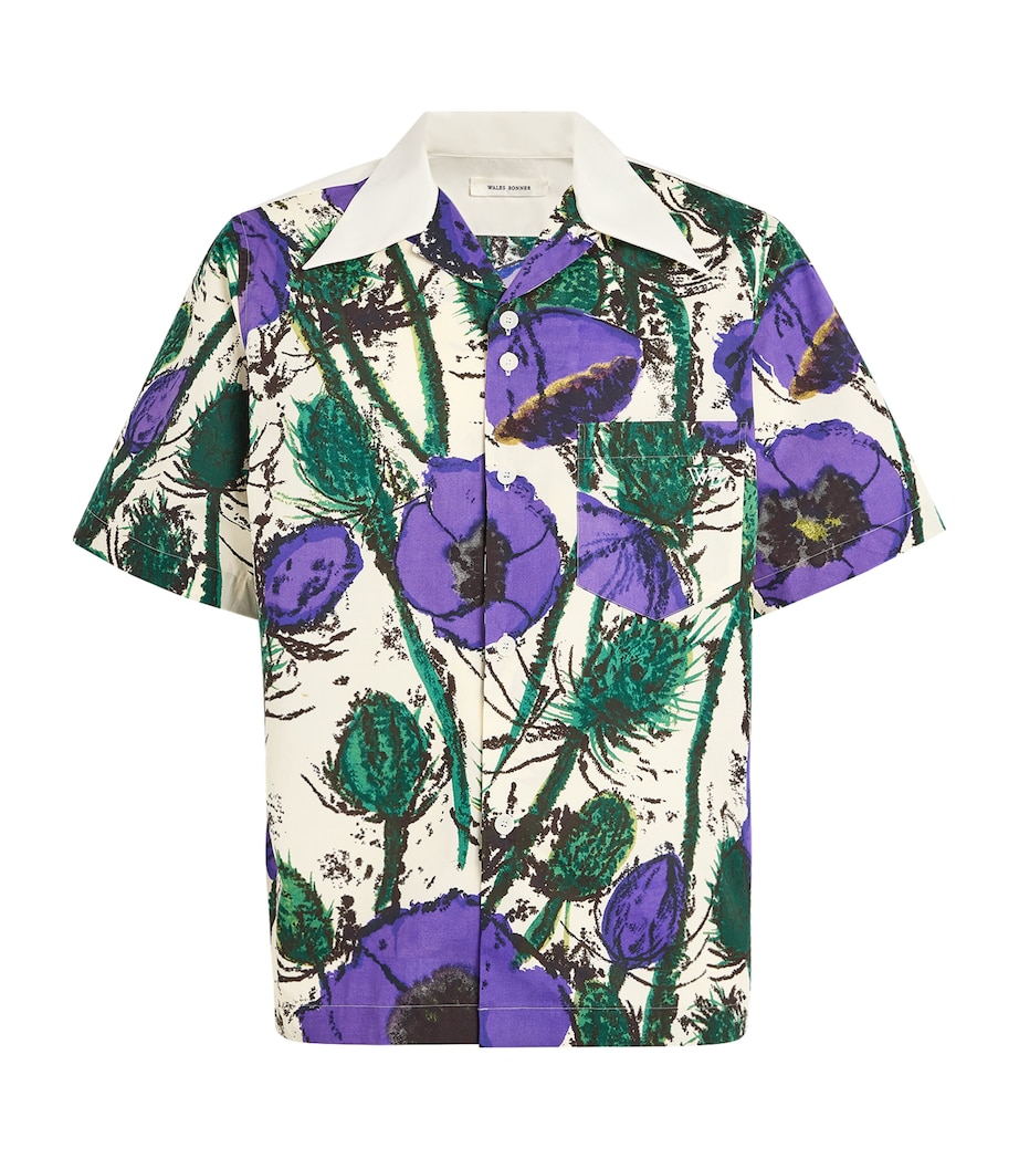 Wales Bonner Mens Cotton Highlife Bowling Shirt Poppy Purple Image 1