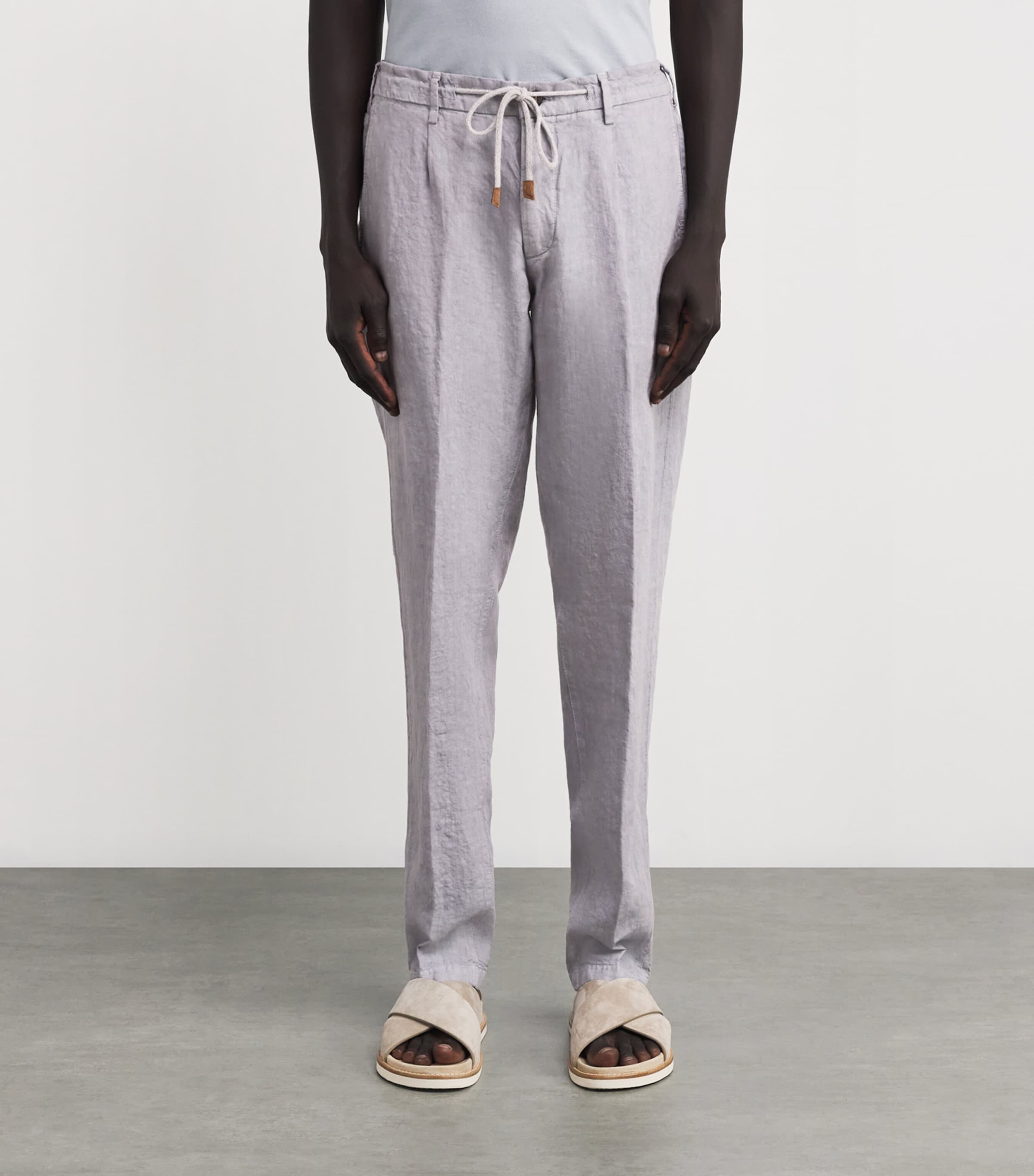 Linen Drawstring-Detail Trousers ZUCCHERO Image 3