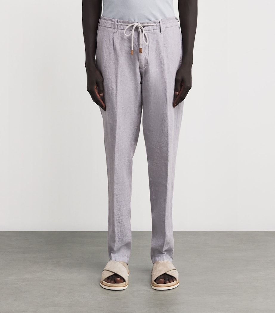 Linen Drawstring-Detail Trousers ZUCCHERO Image 3