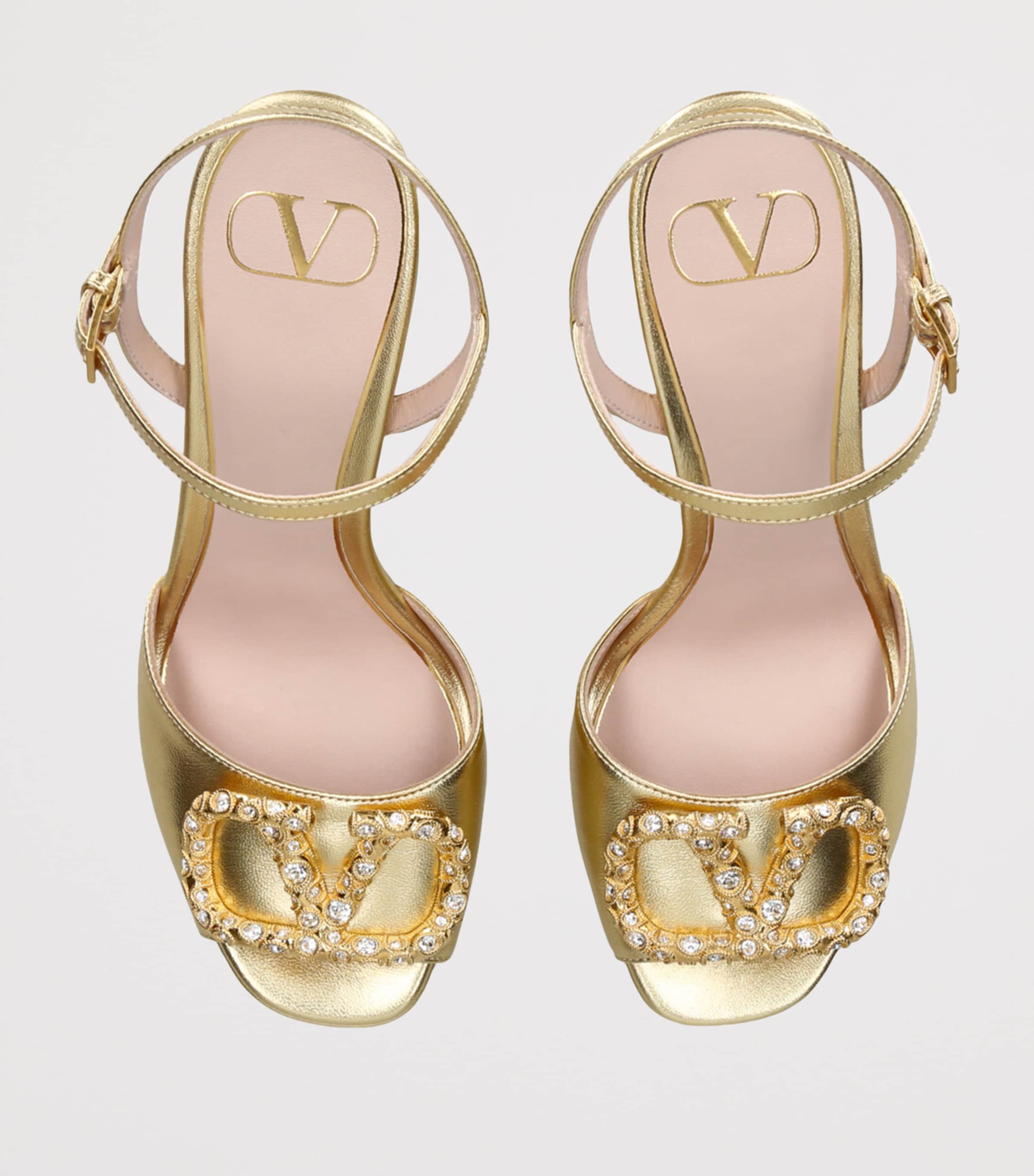 Metallic Leather VLogo Signature Platform Sandals 115 GOLD Image 4