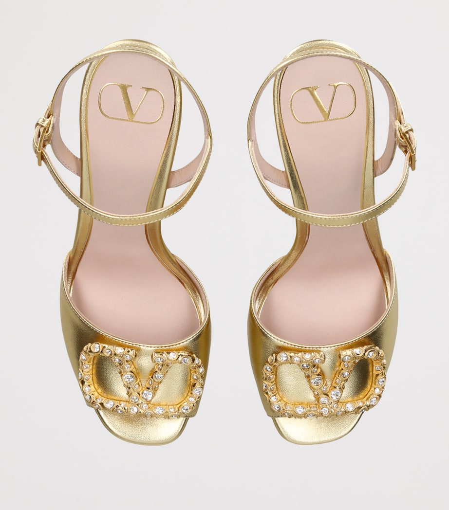 Metallic Leather VLogo Signature Platform Sandals 115 GOLD Image 4