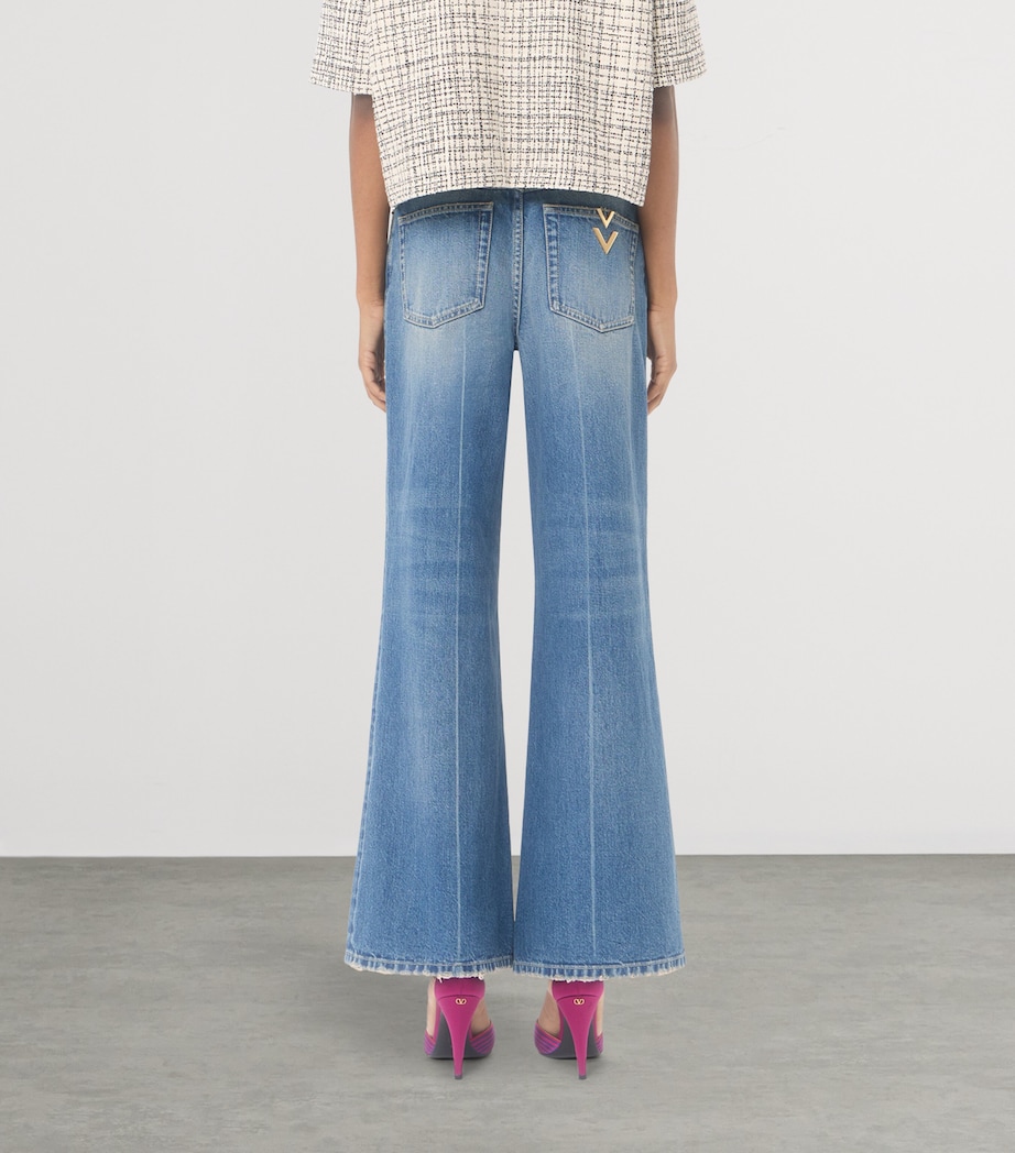 Valentino Womens VLogo Wide-Leg Mid-Rise Jeans Image 5