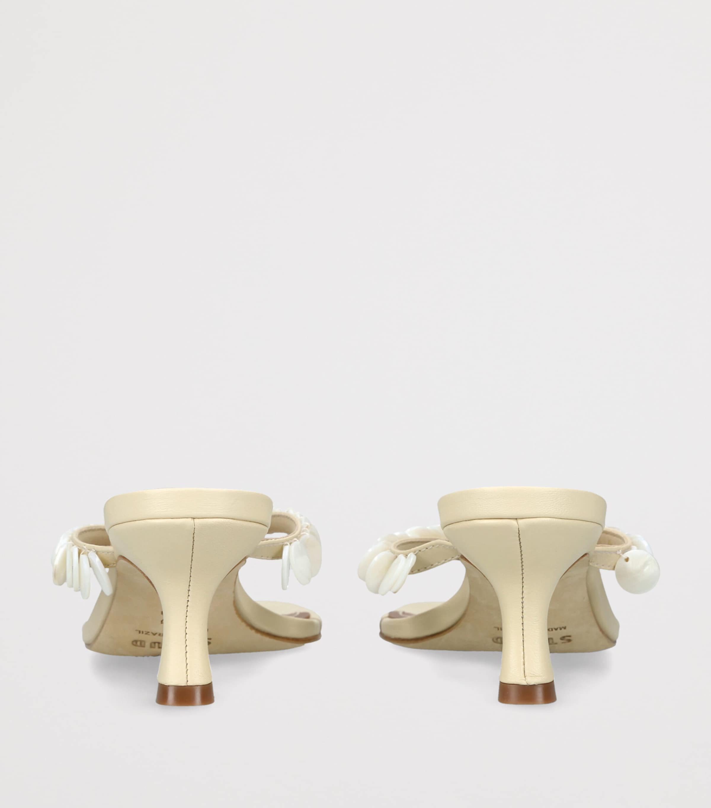 STAUD Leather Freja Heeled Mules 60 Cream Image 2