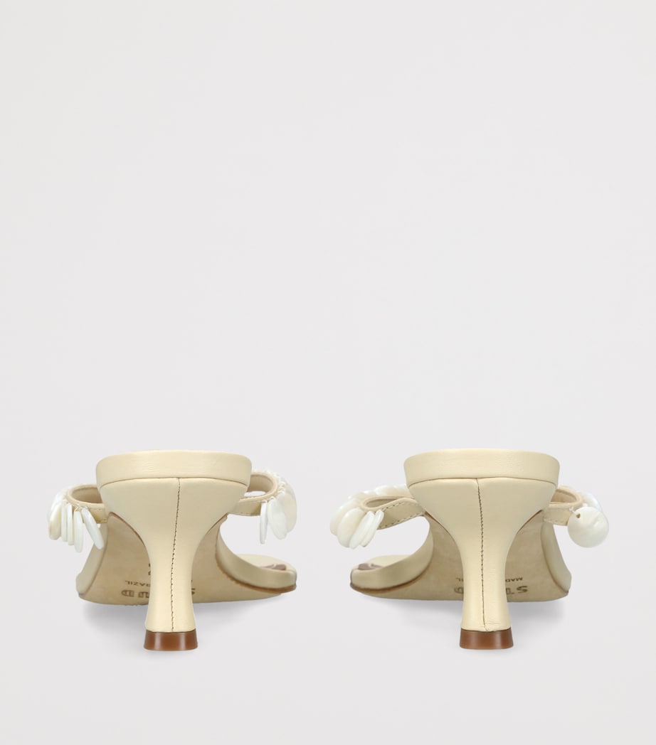 STAUD Leather Freja Heeled Mules 60 Cream Image 2