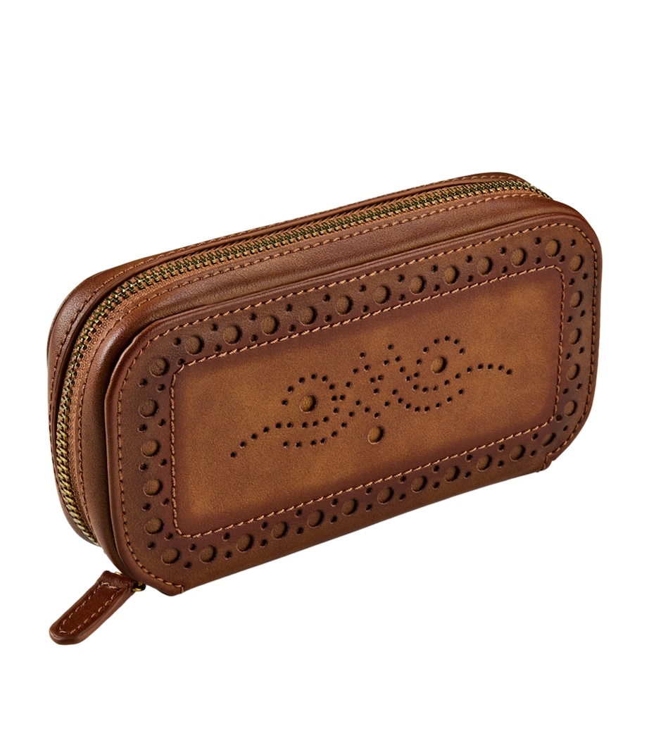 WOLF Brogue Zipped Watch Case Burnished Brown Image 3