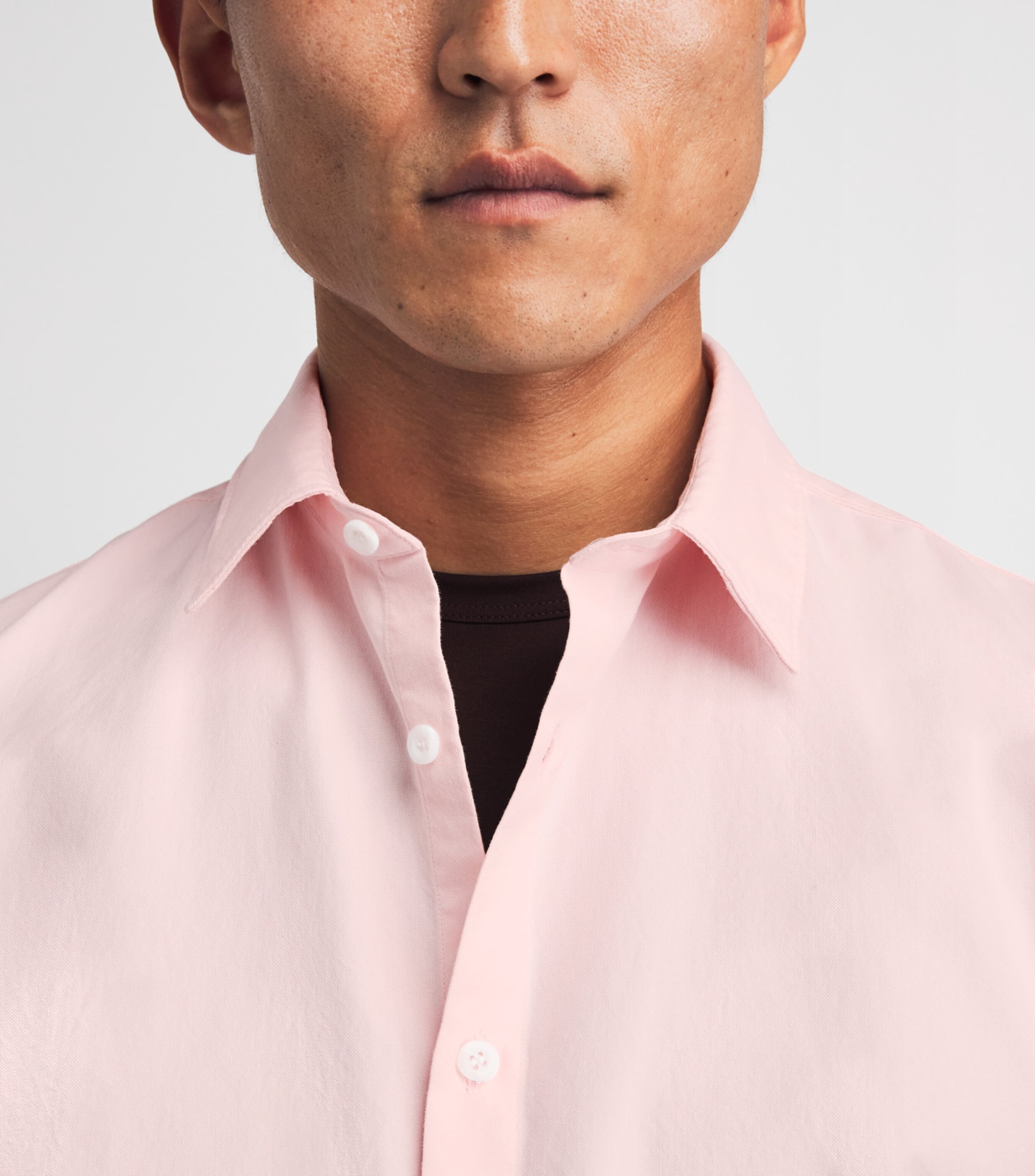 Sunspel Mens Cotton Oxford Shirt Light Pink Image 3