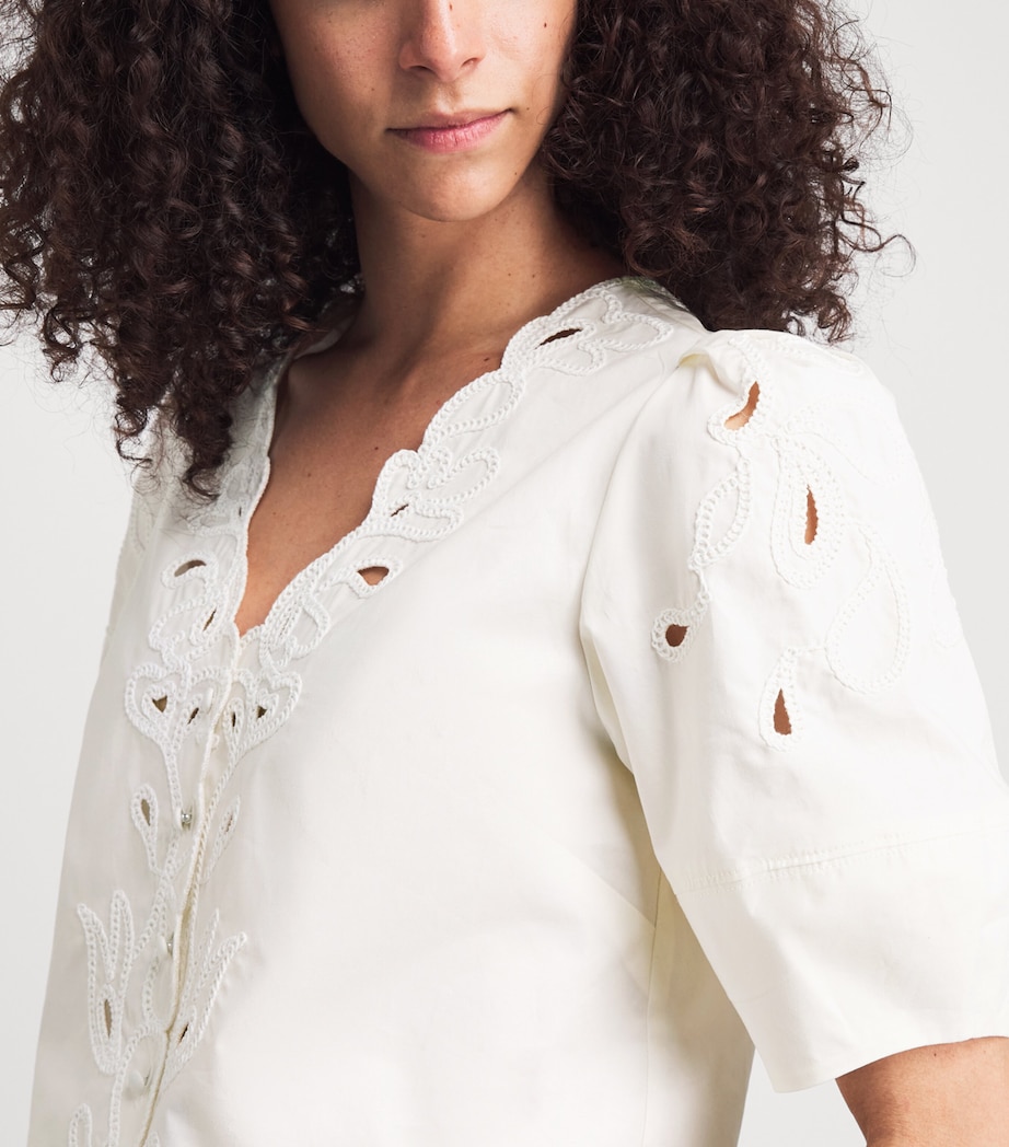 Cinq A Sept Womens Cotton Poplin Paisley Bloom Bellara Top Cream/white Image 3